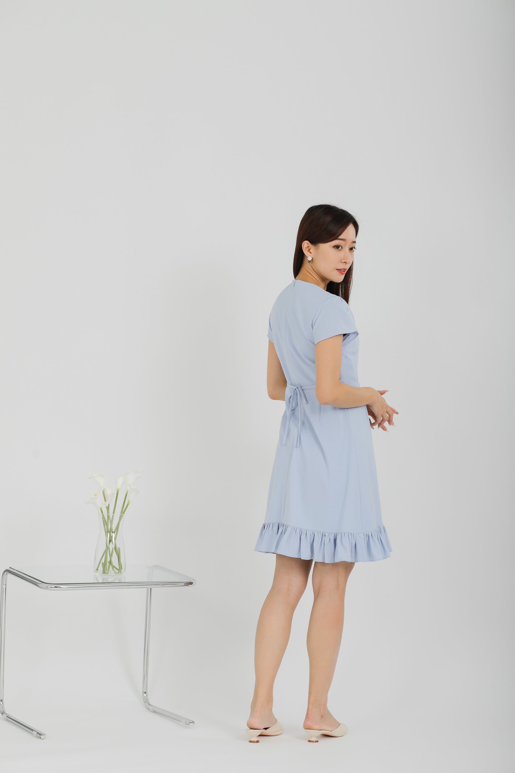Emeri Ruffles Wrapped Dress - Blue