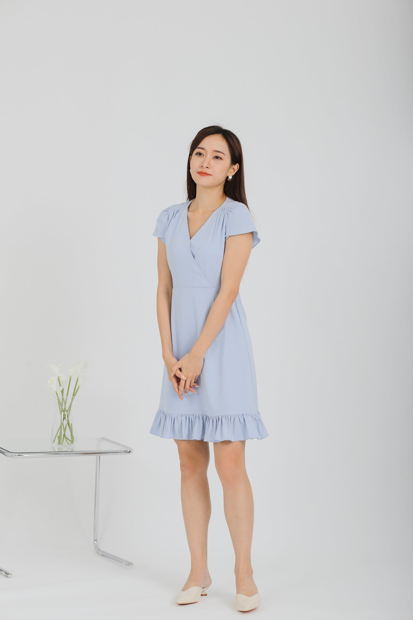 Emeri Ruffles Wrapped Dress - Blue