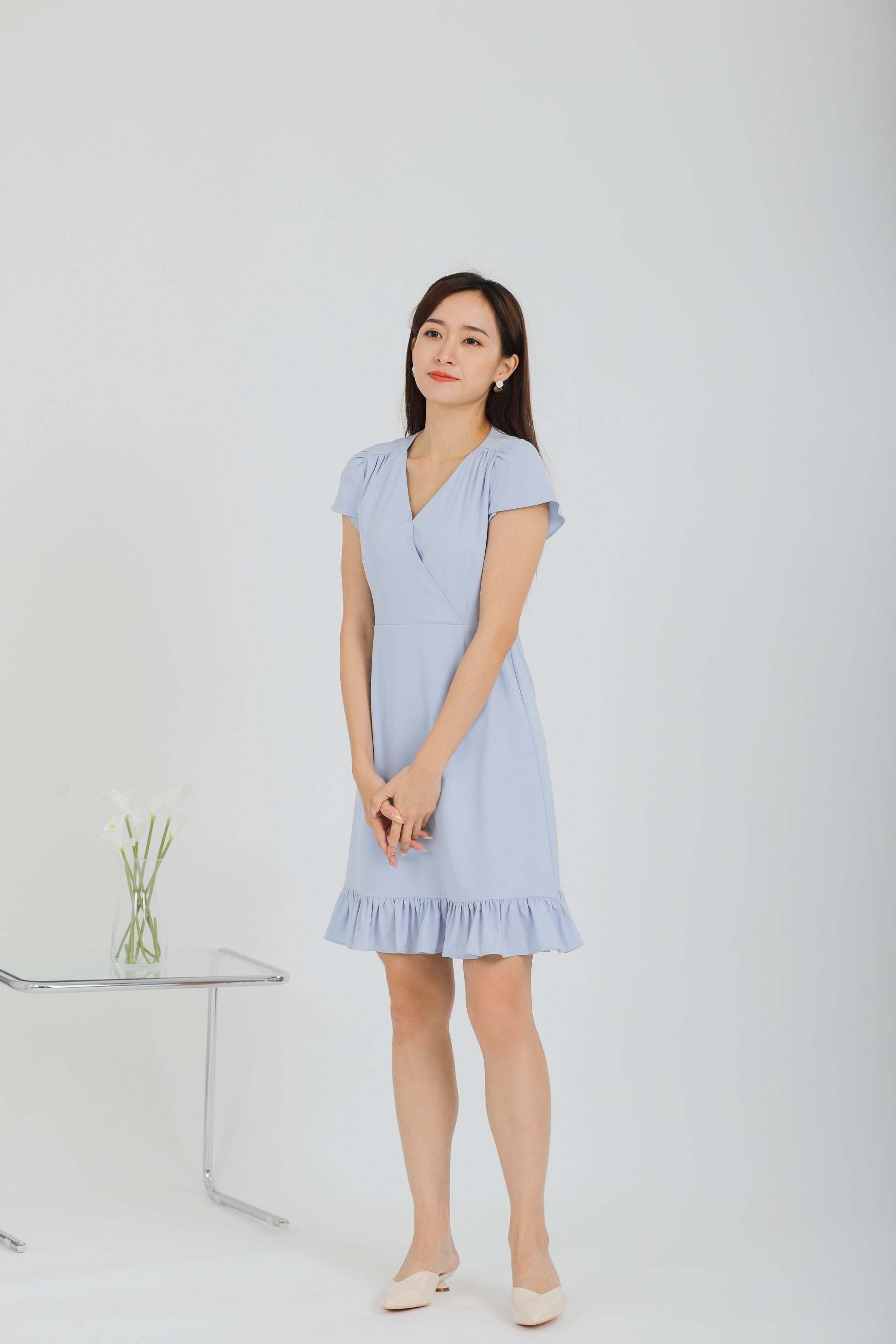 Emeri Ruffles Wrapped Dress - Blue