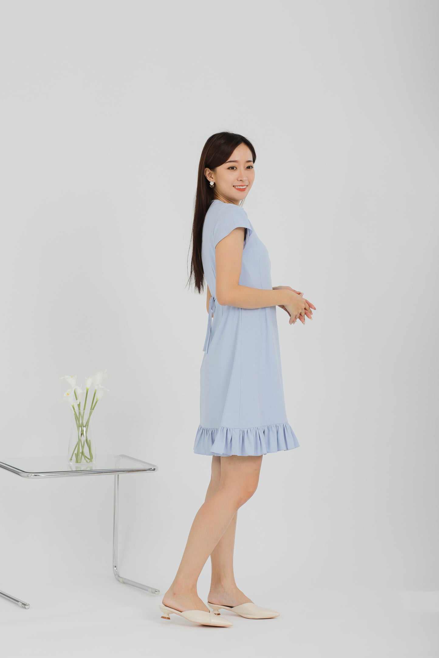 Emeri Ruffles Wrapped Dress - Blue