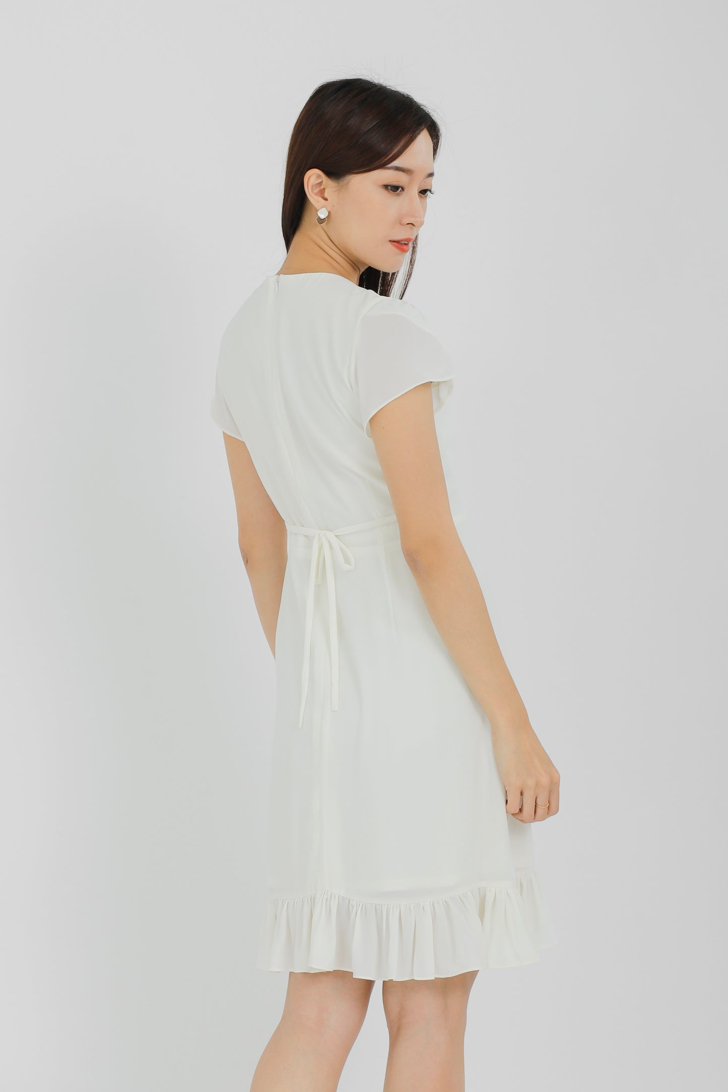 Emeri Ruffles Wrapped Dress - Ivory