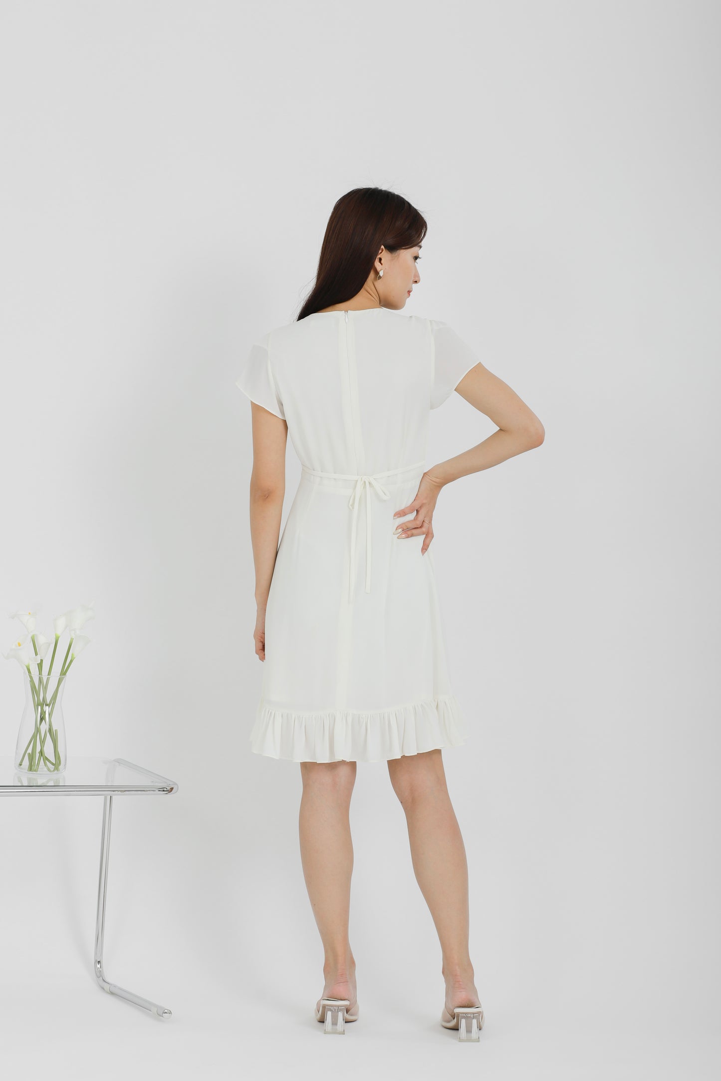 Emeri Ruffles Wrapped Dress - Ivory