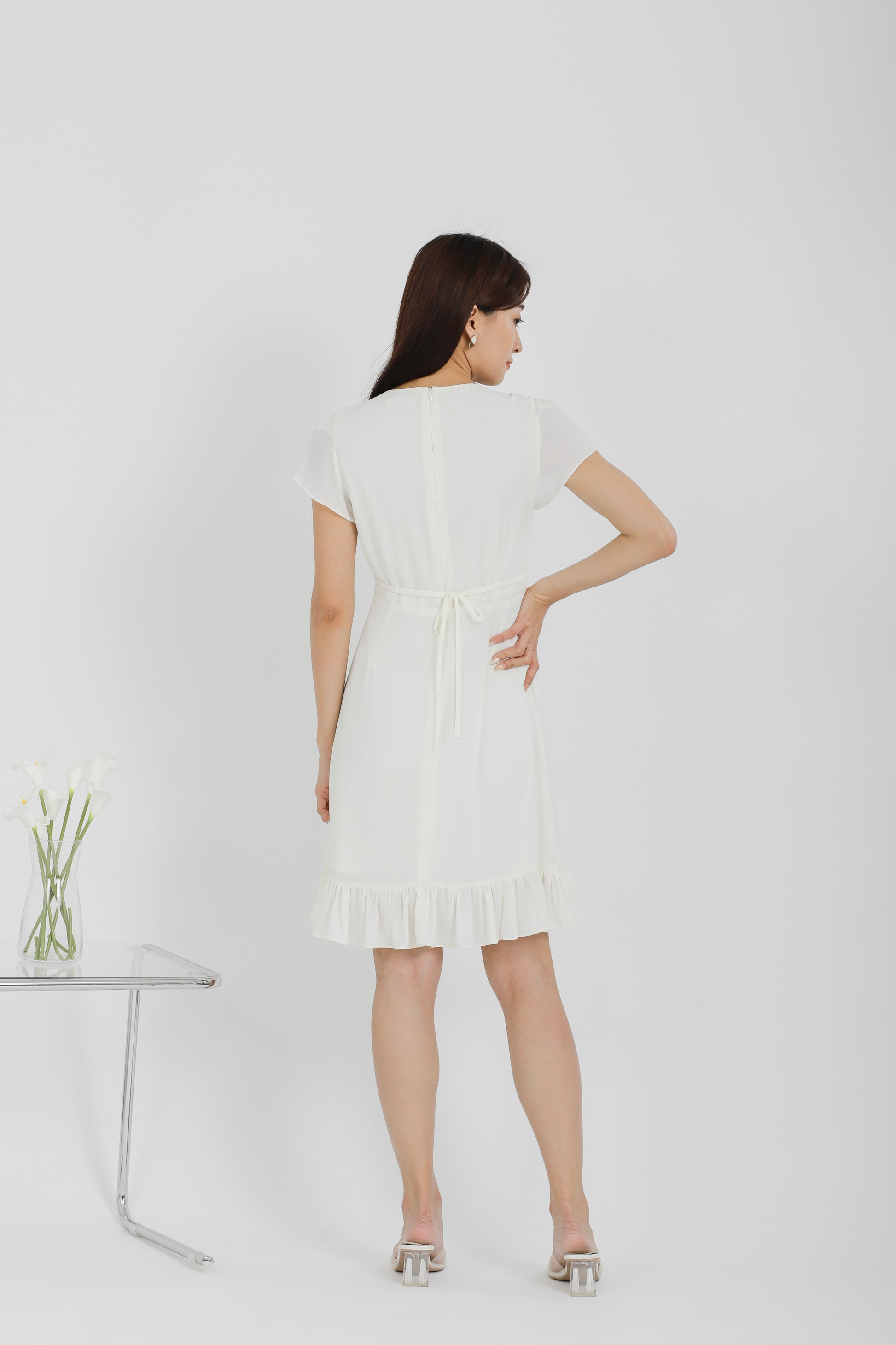 Emeri Ruffles Wrapped Dress - Ivory