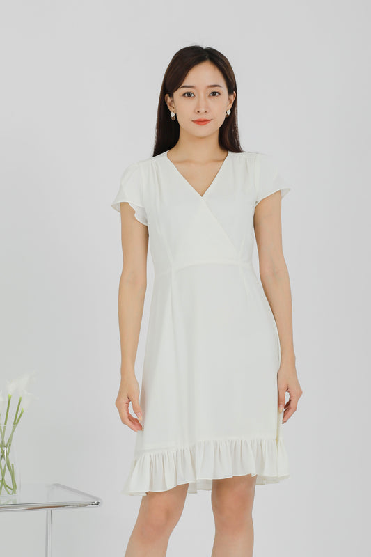 Emeri Ruffles Wrapped Dress - Ivory