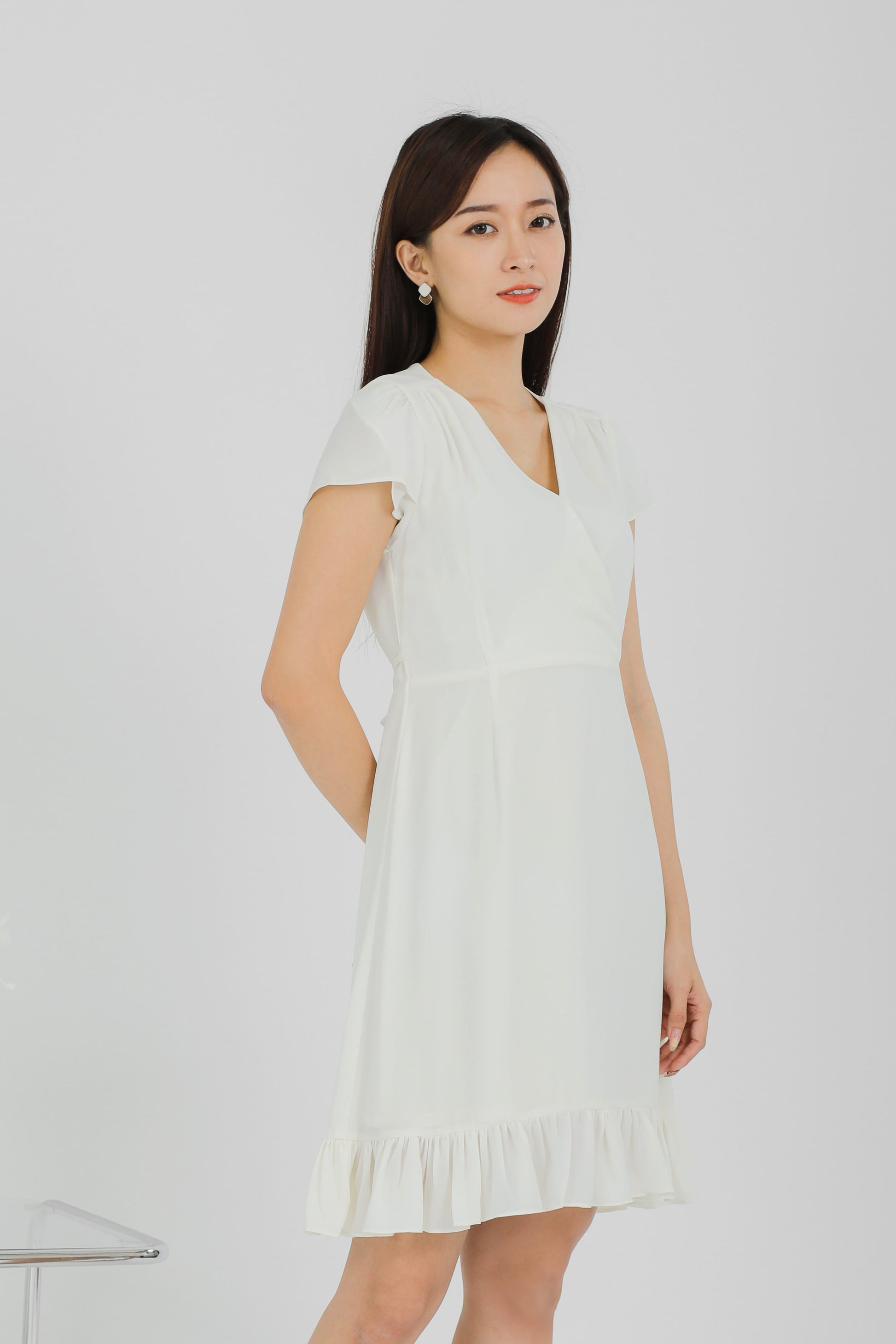 Emeri Ruffles Wrapped Dress - Ivory