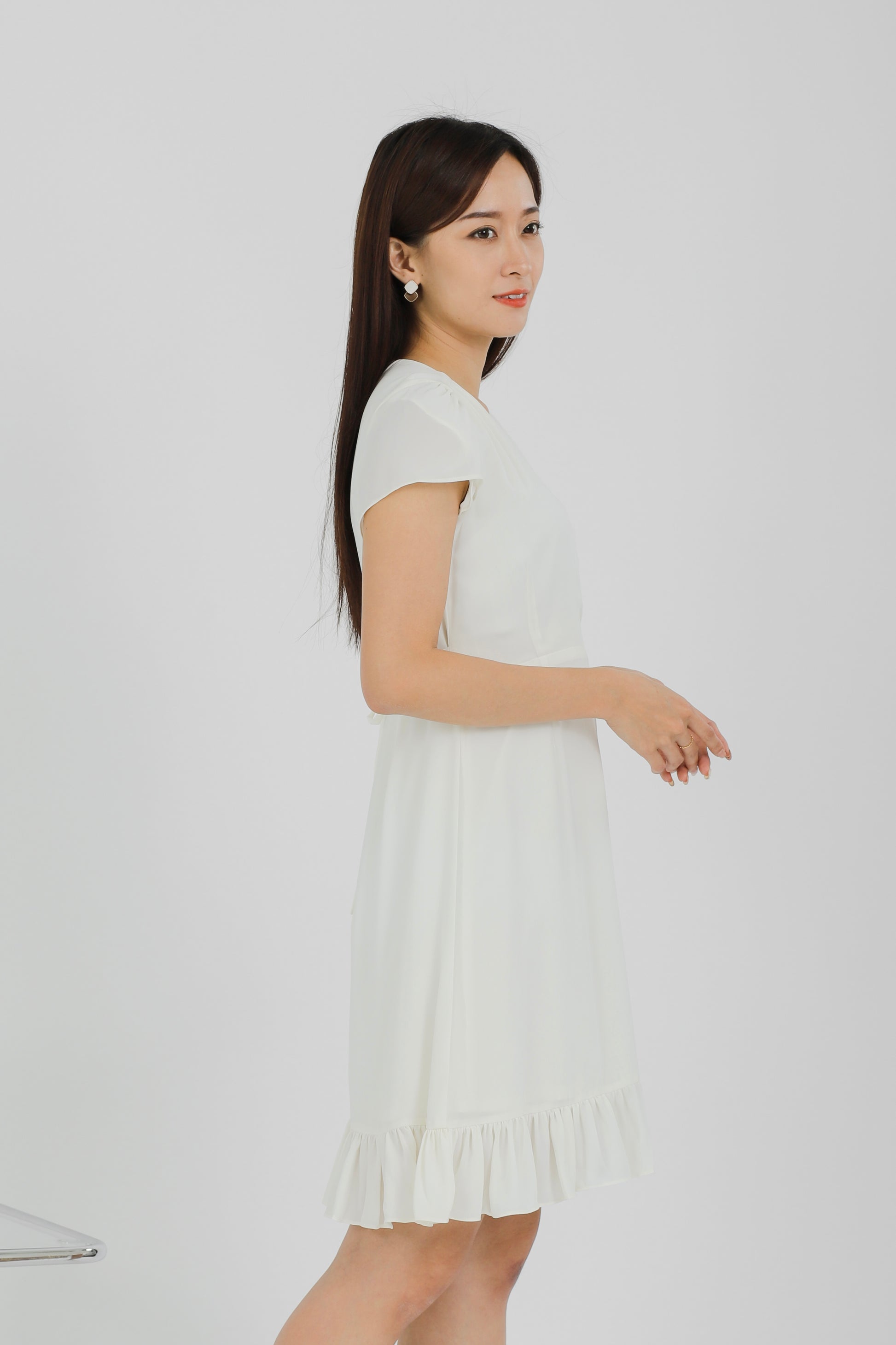 Emeri Ruffles Wrapped Dress - Ivory