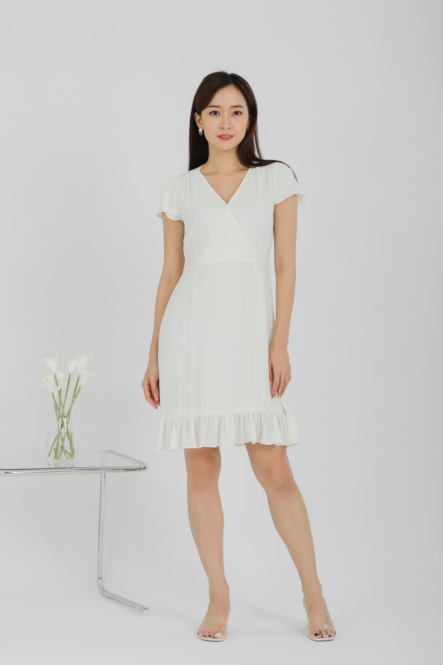 Emeri Ruffles Wrapped Dress - Ivory