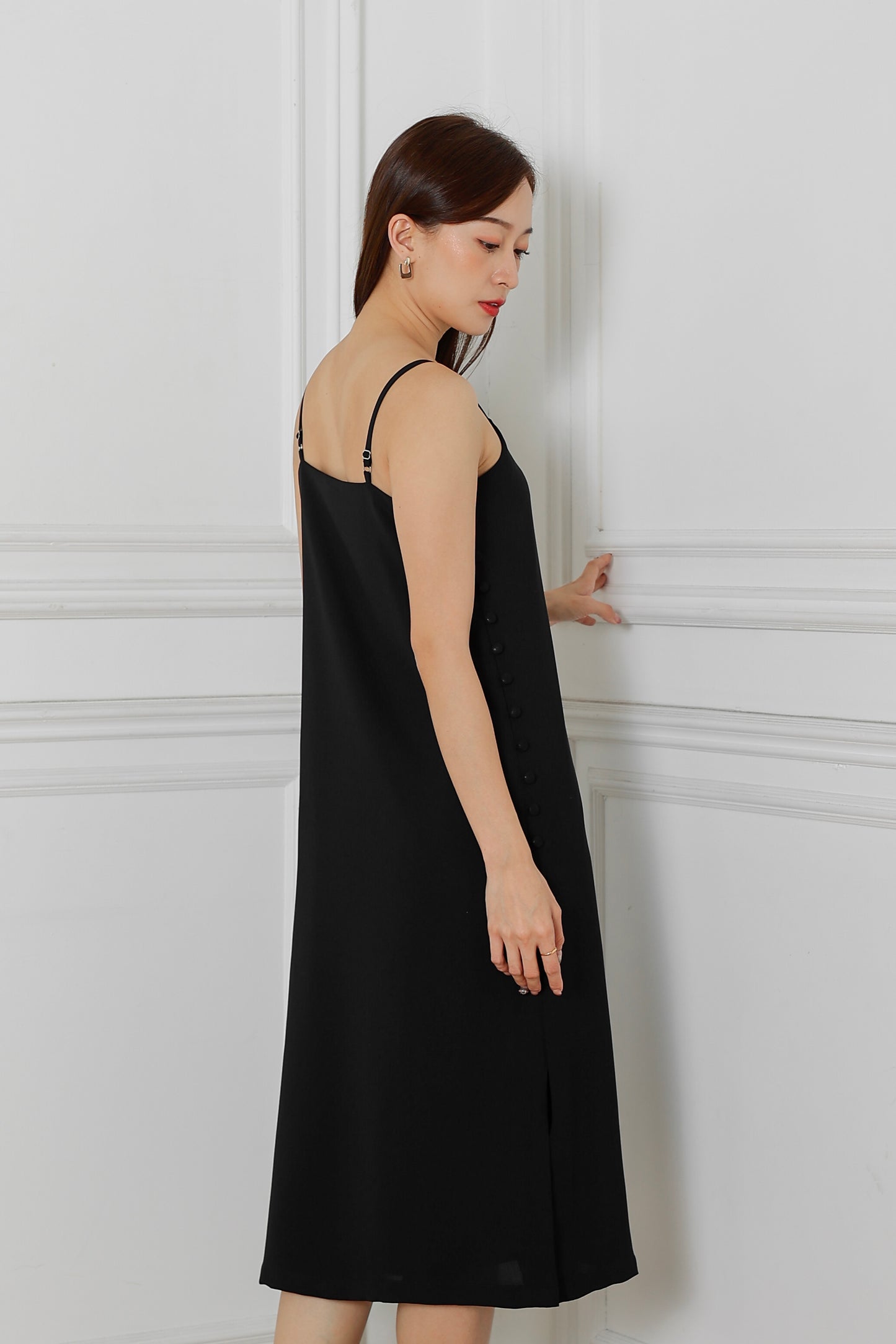 Emily Side Buttoned Dress - Black