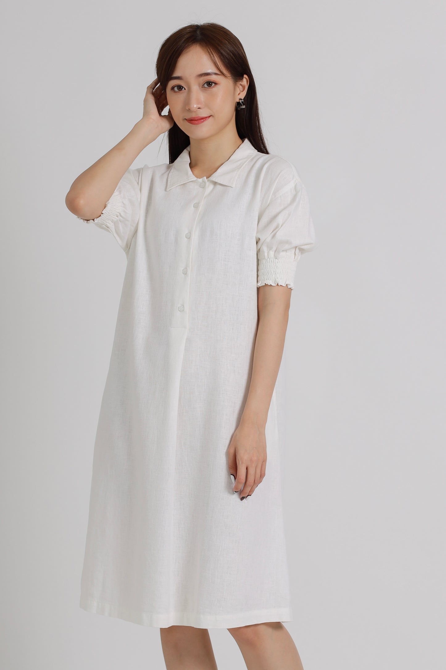 Elvira Linen Shirt Dress - Ivory