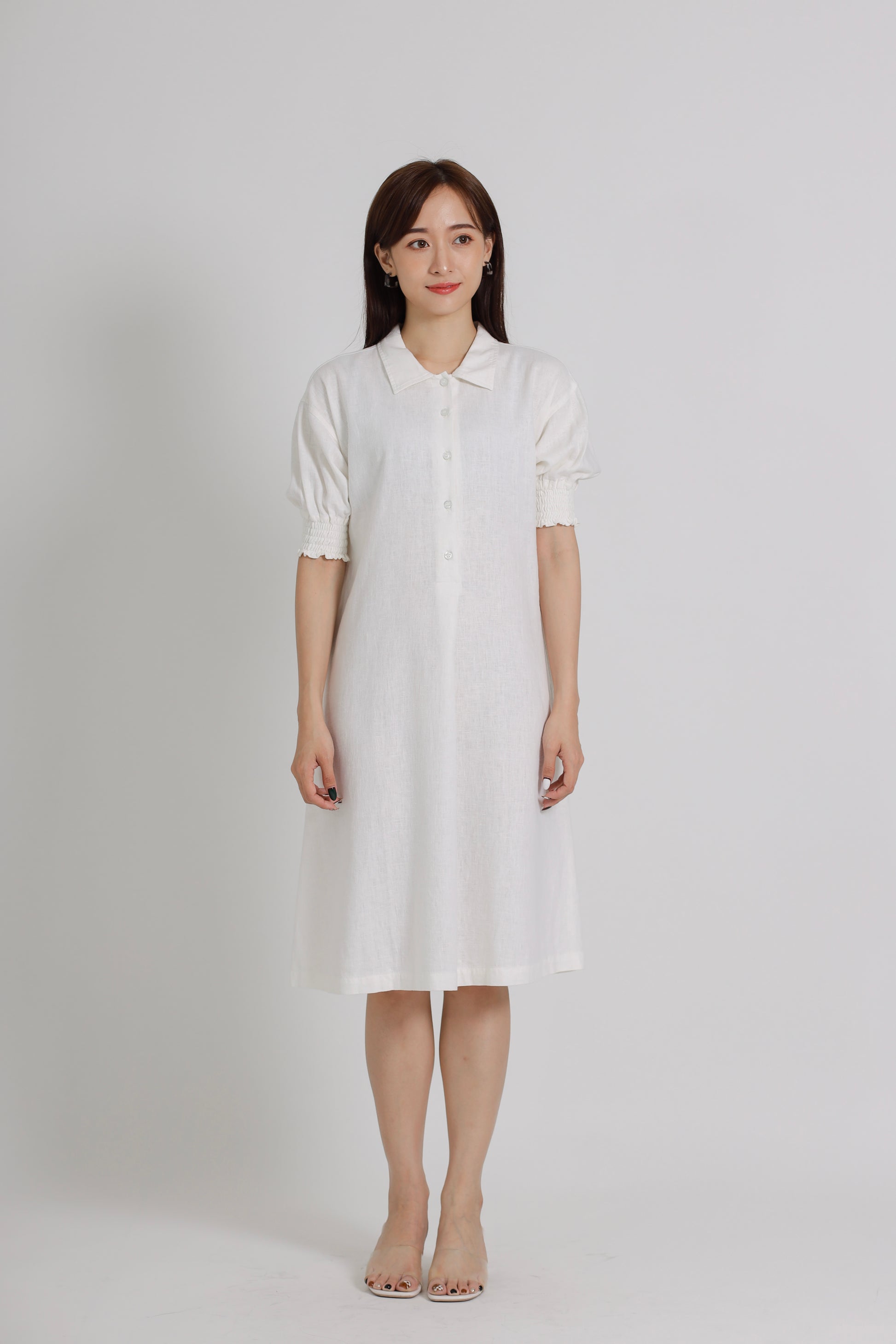 Elvira Linen Shirt Dress - Ivory