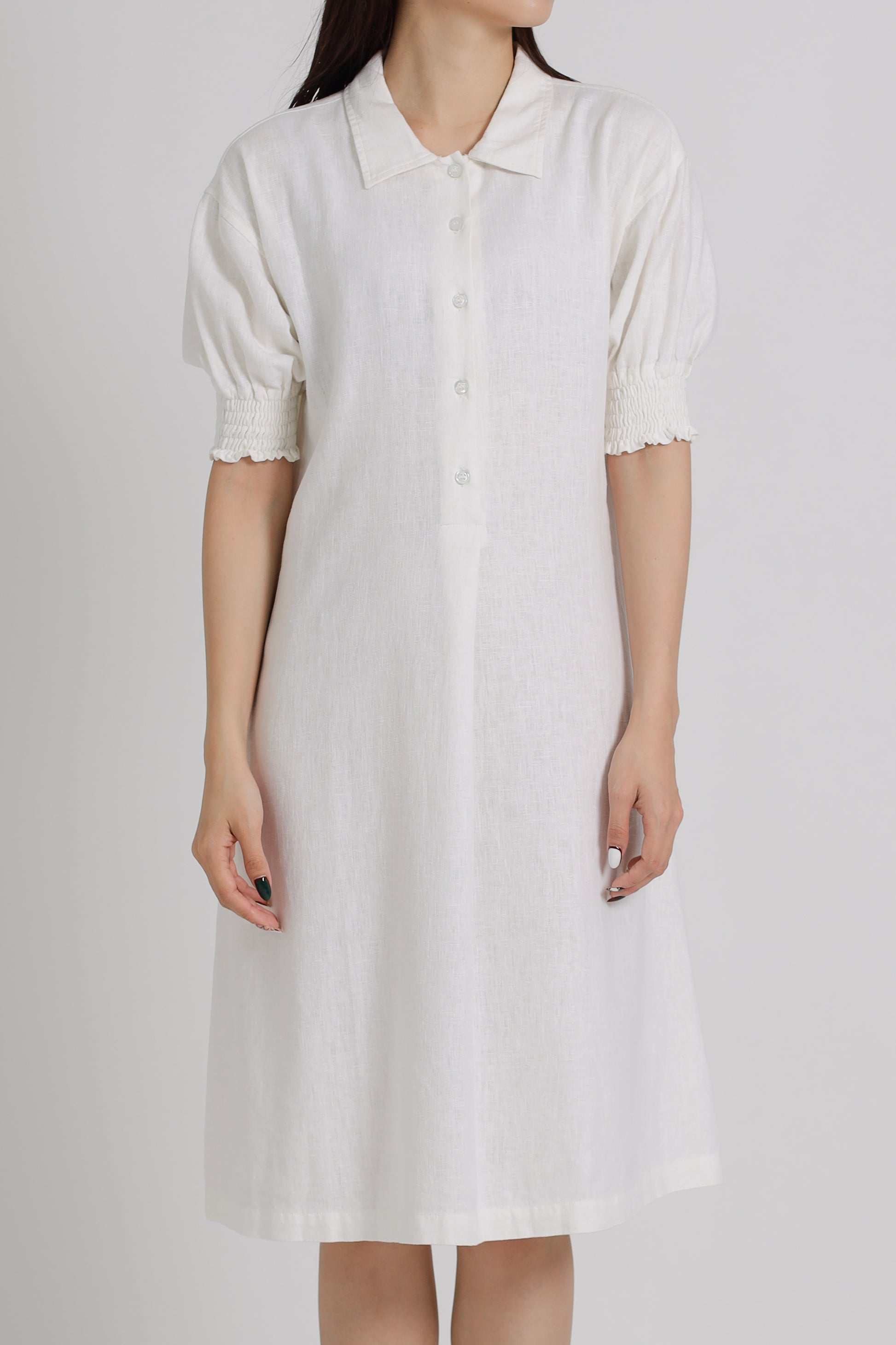 Elvira Linen Shirt Dress - Ivory