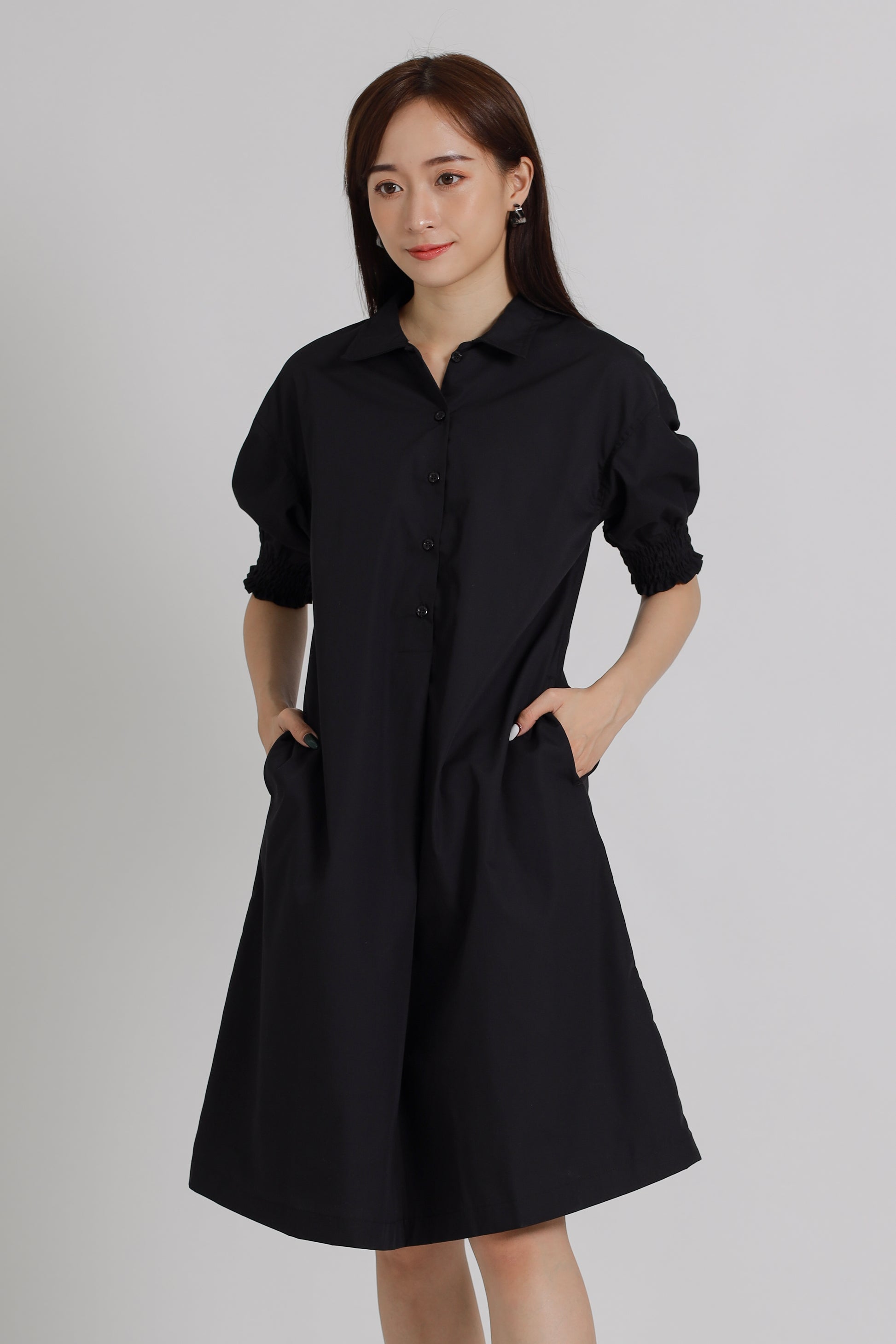 Elvira Shirt Dress - Black