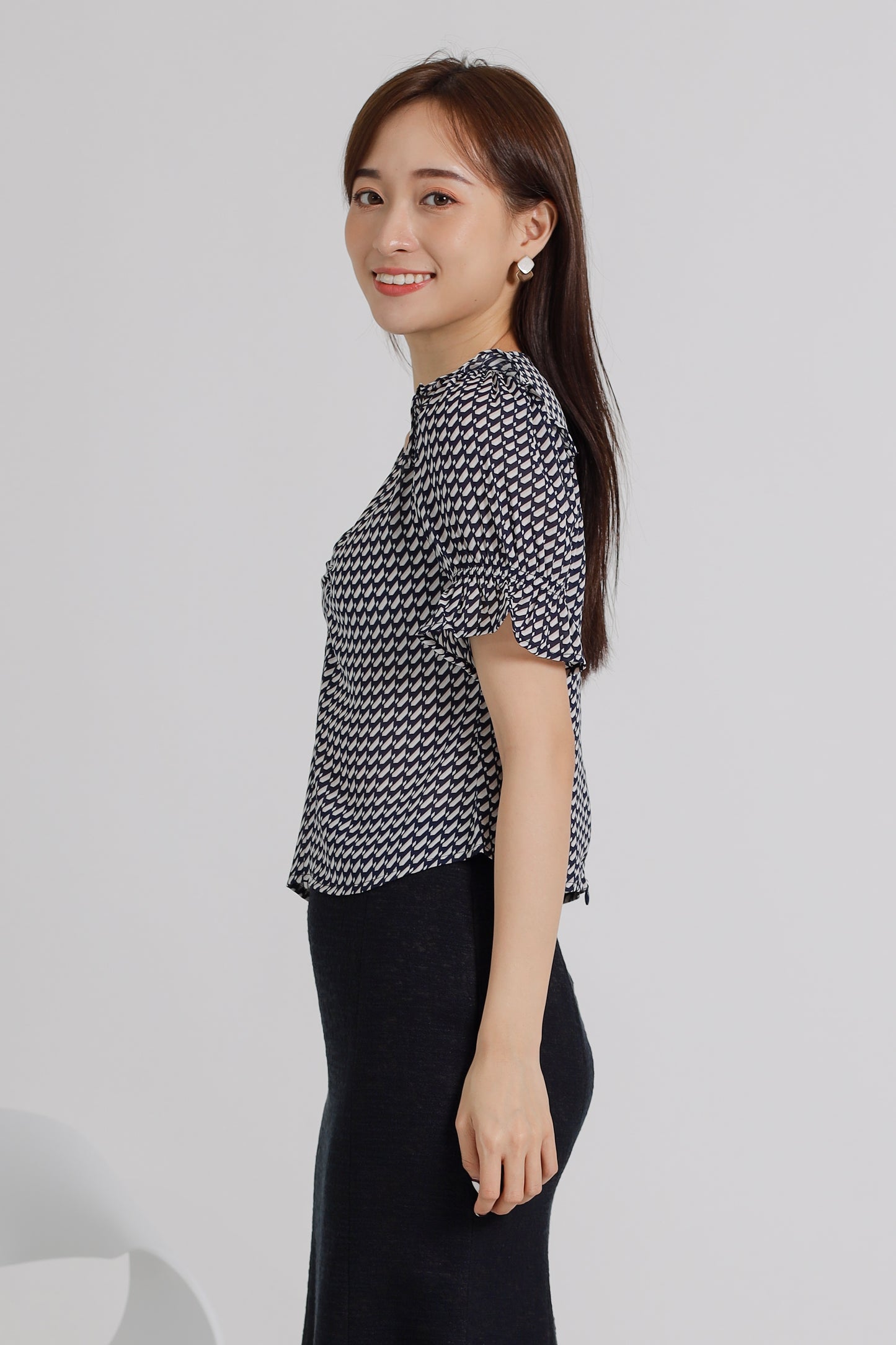 Caralynn Printed Top - Navy