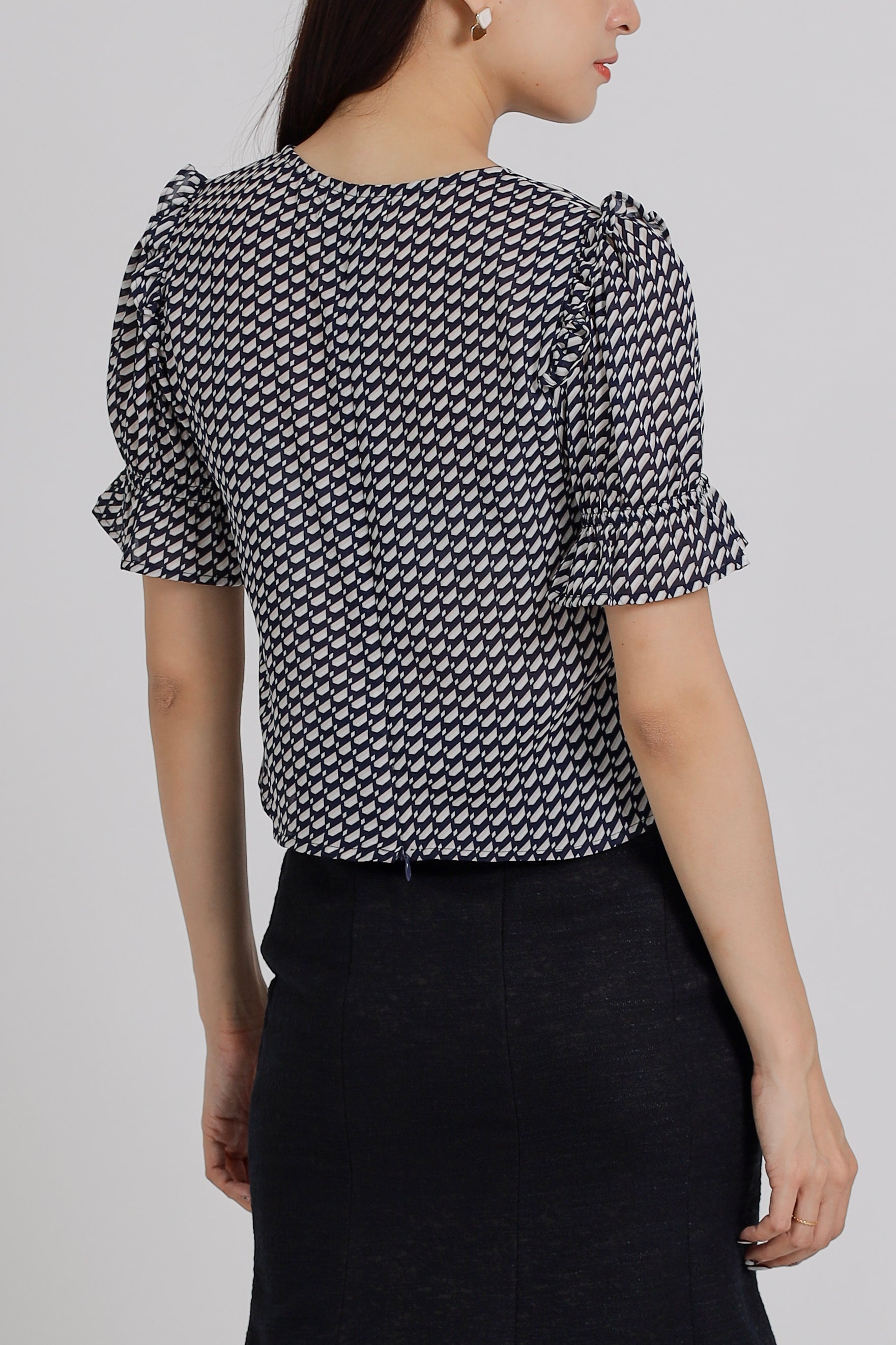 Caralynn Printed Top - Navy