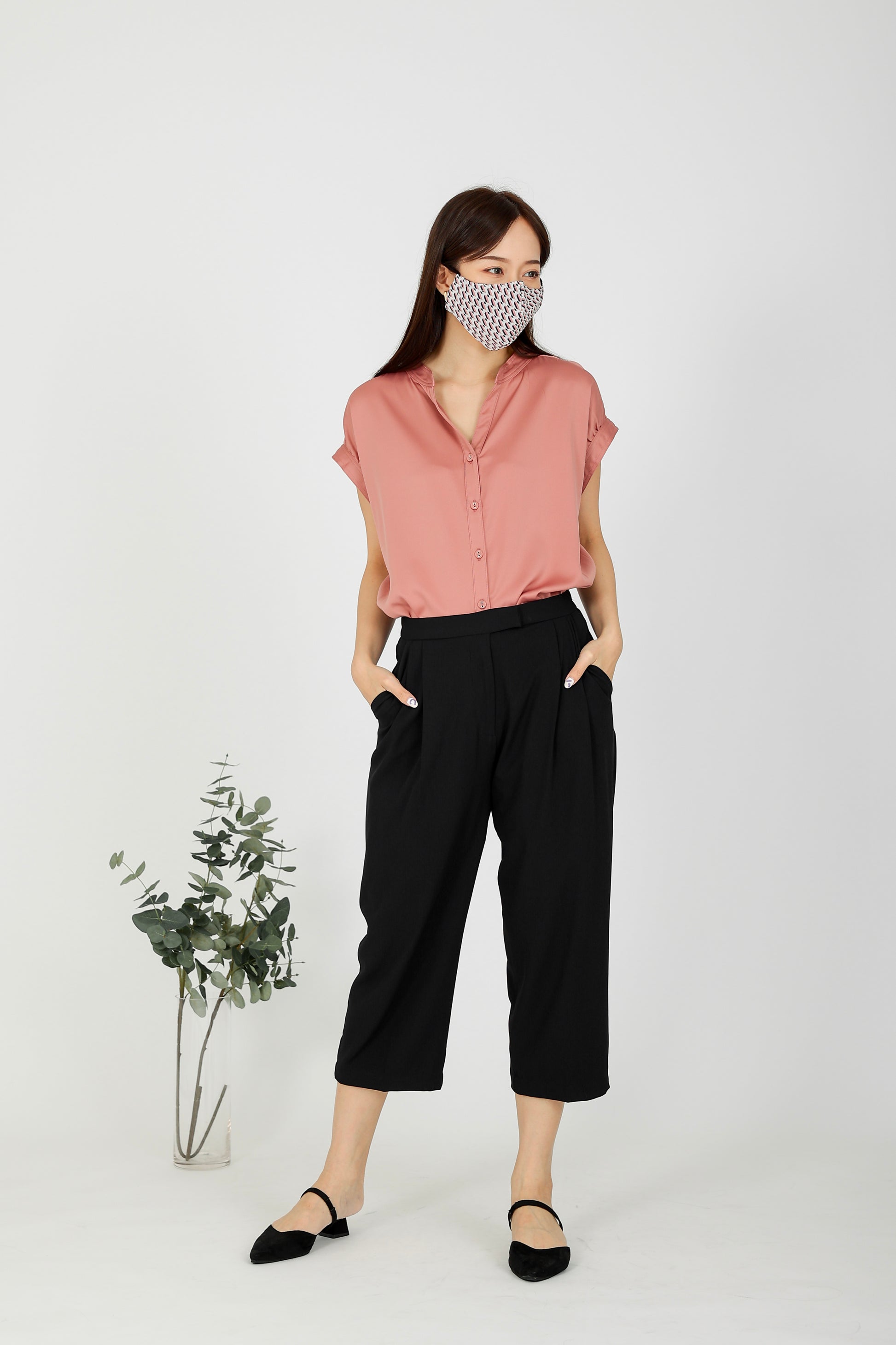 Farah Satin Blouse - Dust Pink
