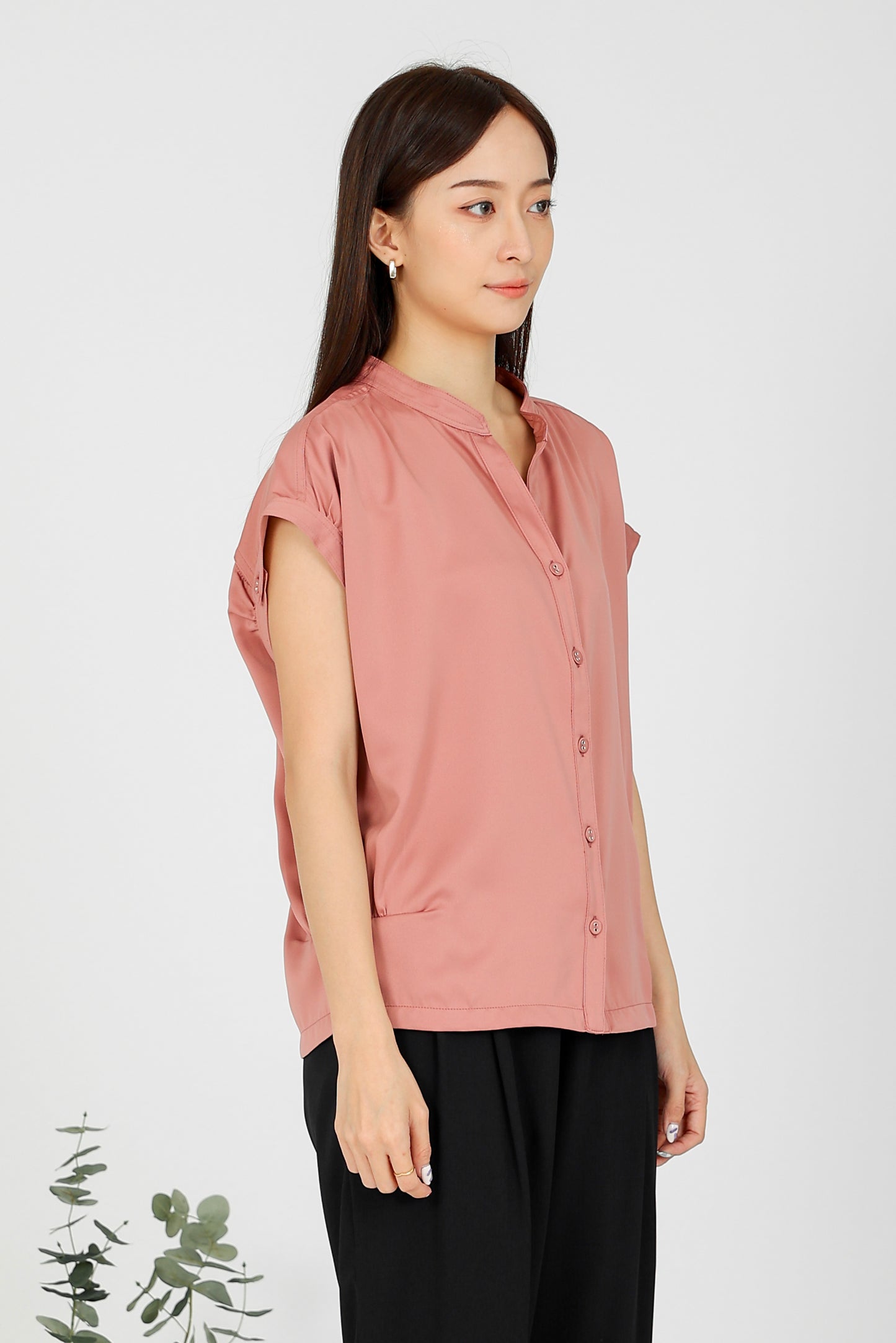 Farah Satin Blouse - Dust Pink