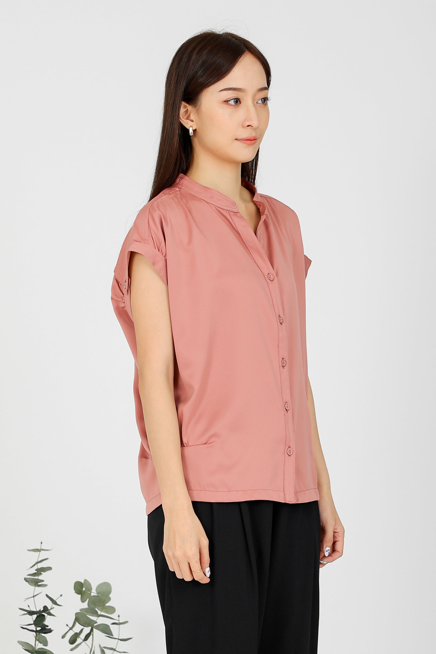 Farah Satin Blouse - Dust Pink