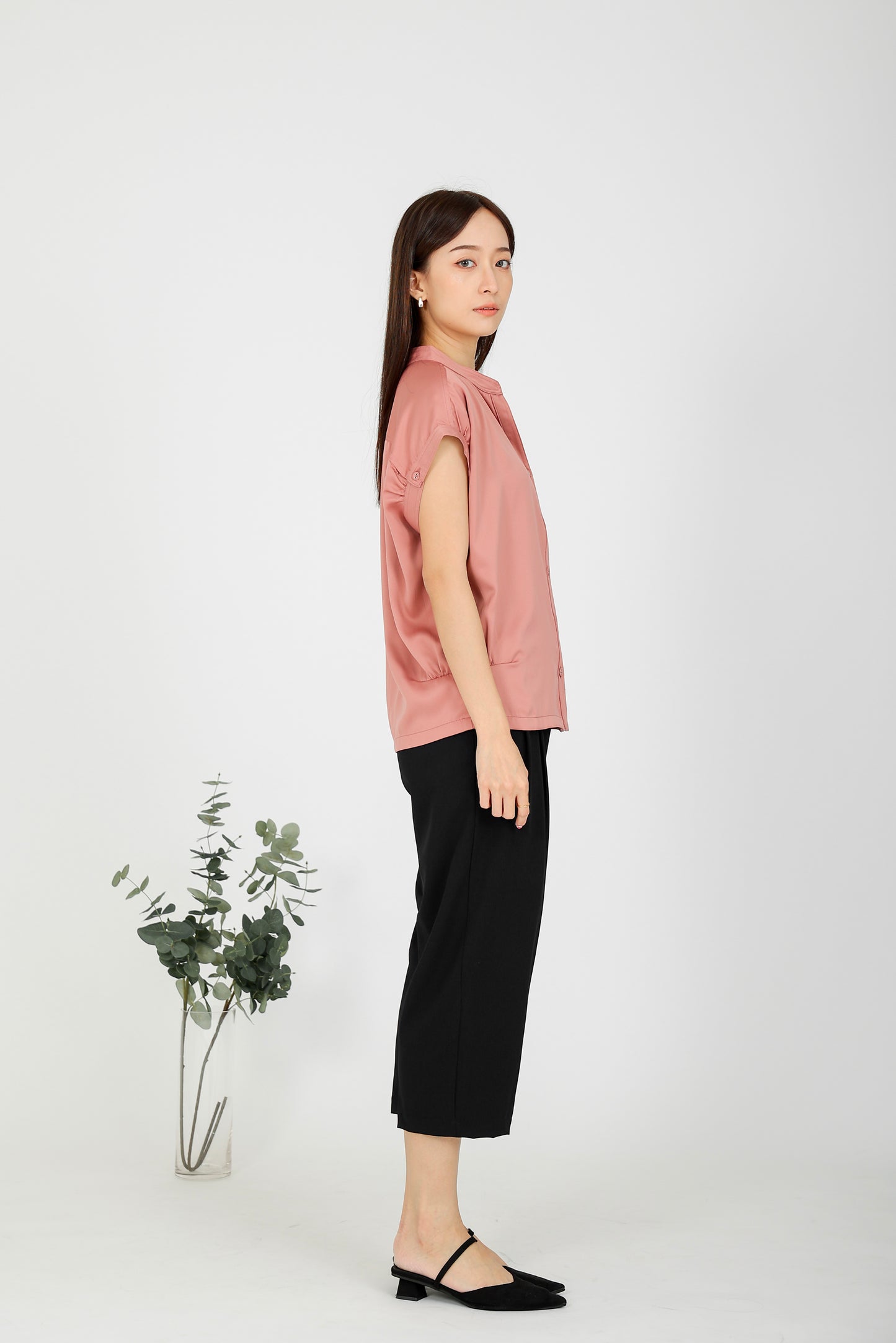 Farah Satin Blouse - Dust Pink