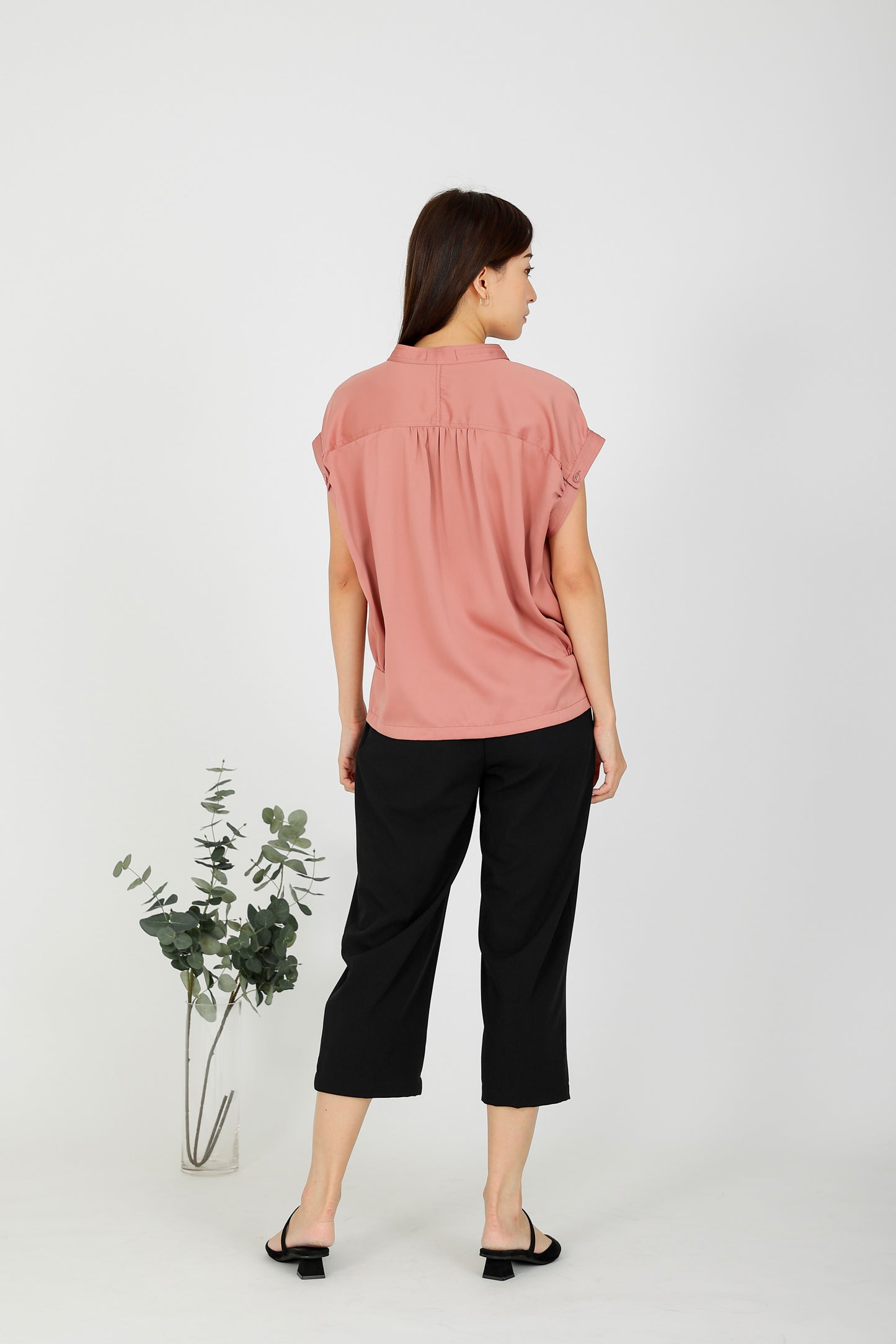 Farah Satin Blouse - Dust Pink