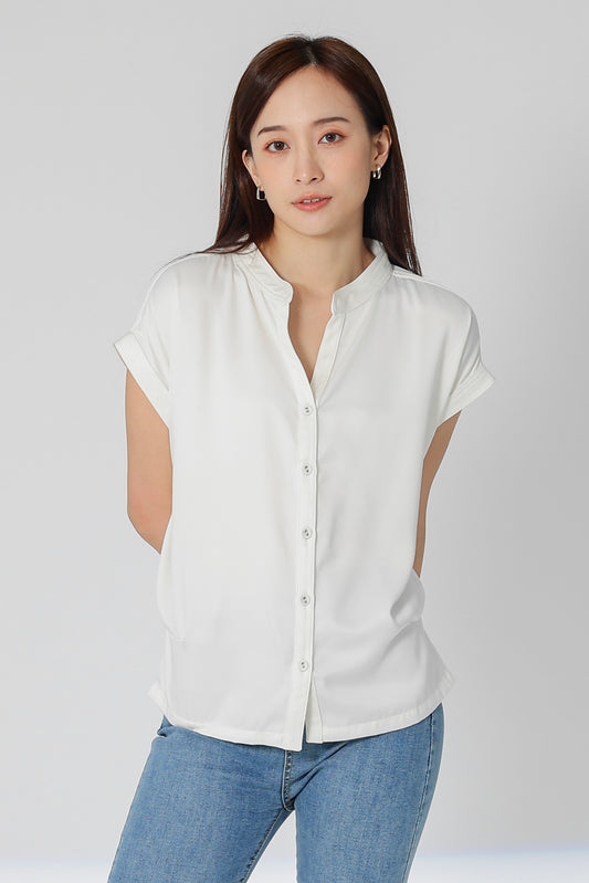 Farah Satin Blouse - Ivory
