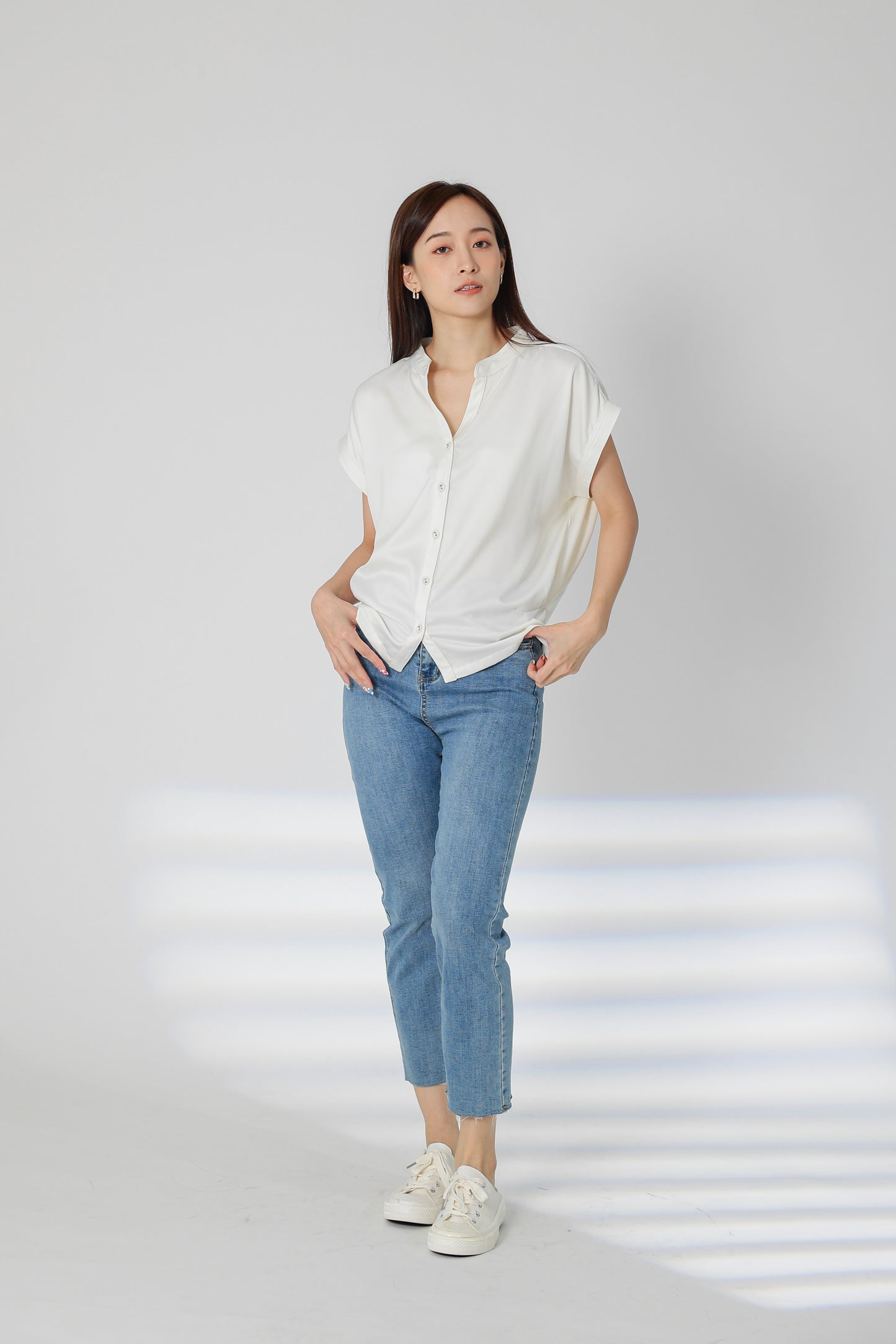Farah Satin Blouse - Ivory