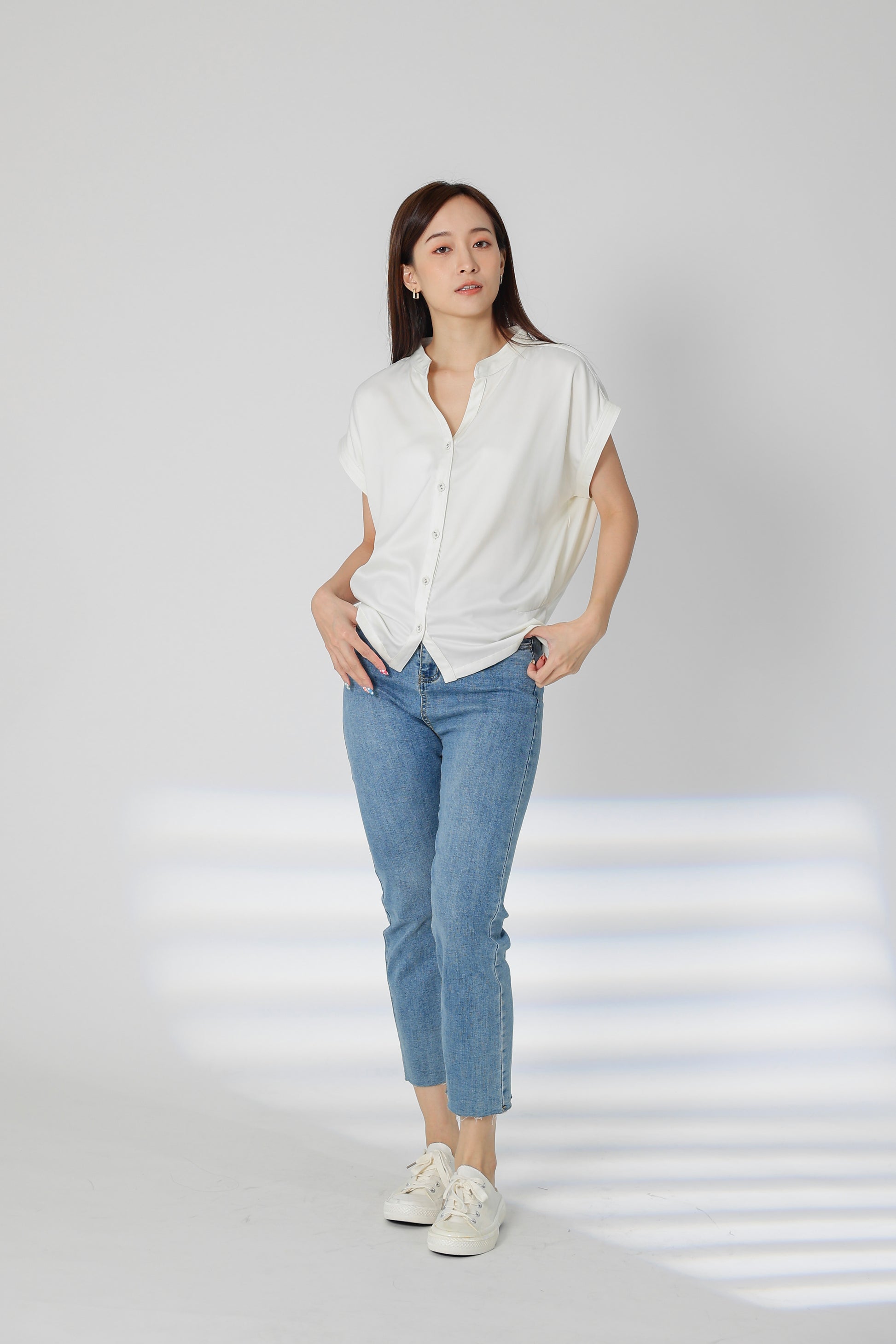 Farah Satin Blouse - Ivory