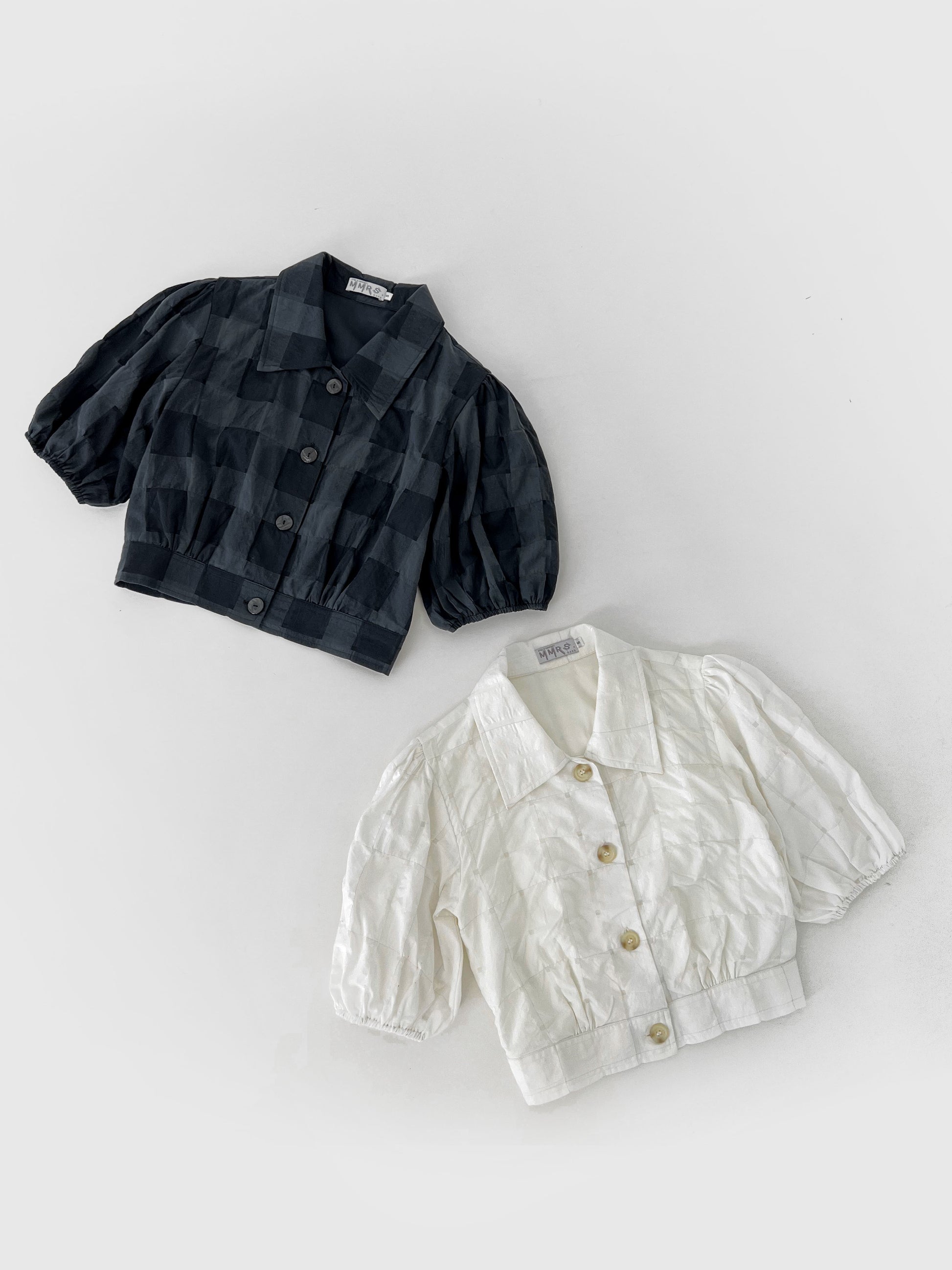 Gabby Tartan Cropped Blouse - White