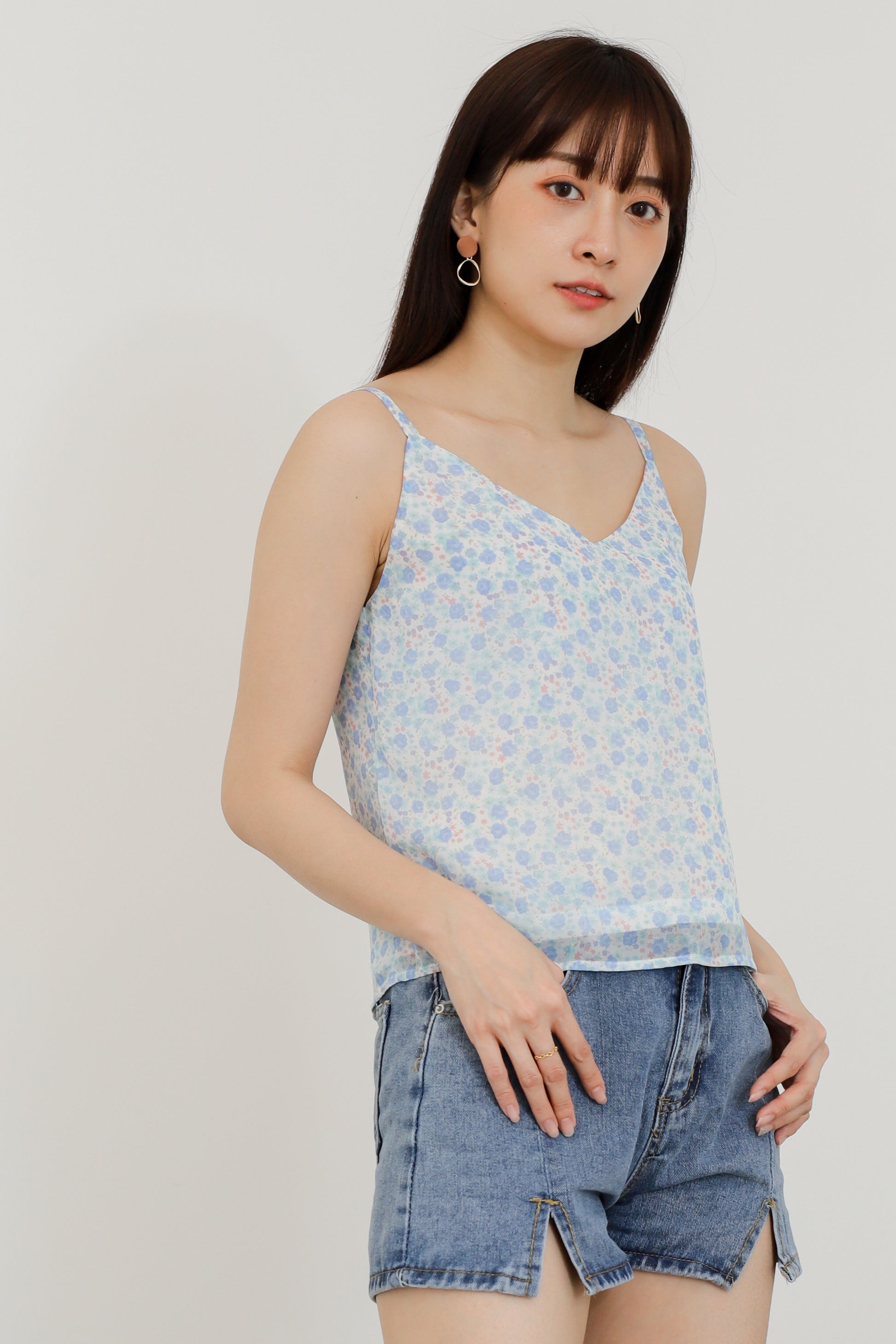 Mellow Cami Top - Baby Blue Floral