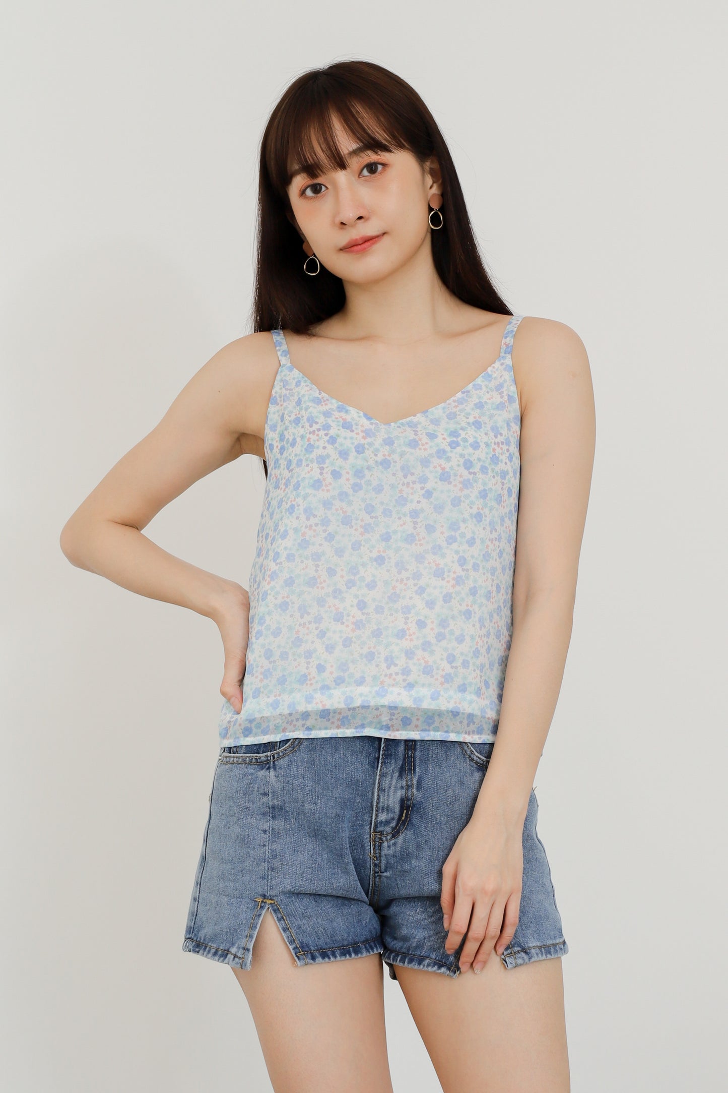 Mellow Cami Top - Baby Blue Floral