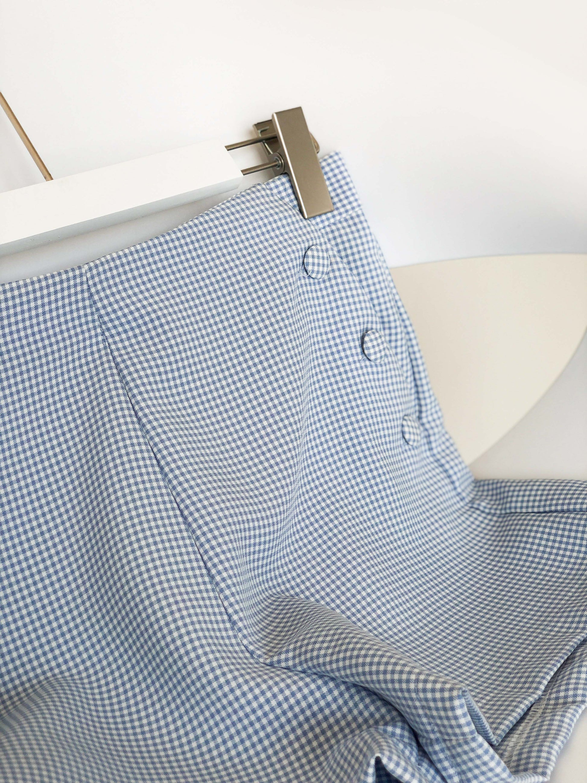 Madelyn Buttoned Bottom - Blue Checks