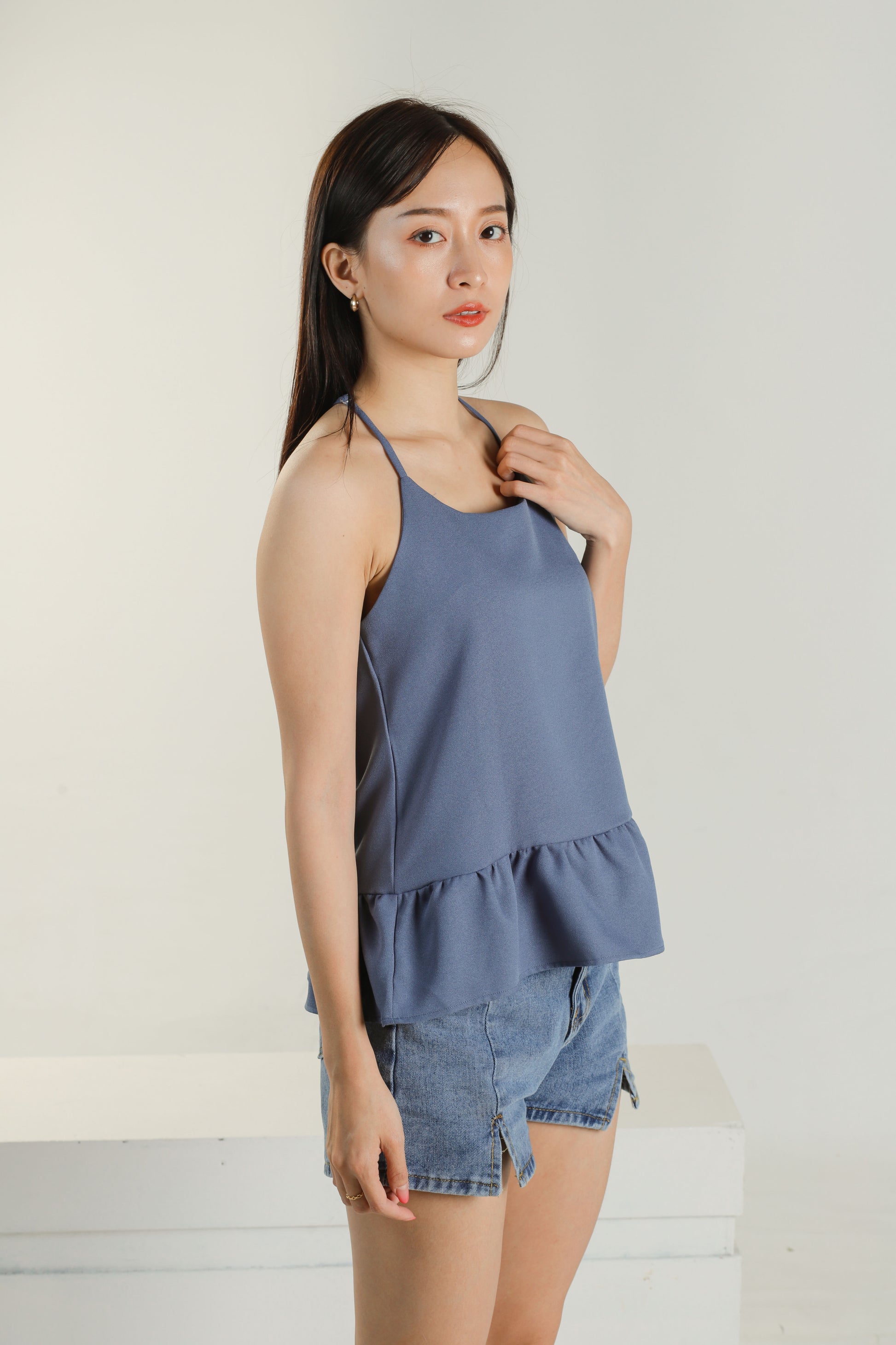 Areca Y-Ruffles Top - Blue