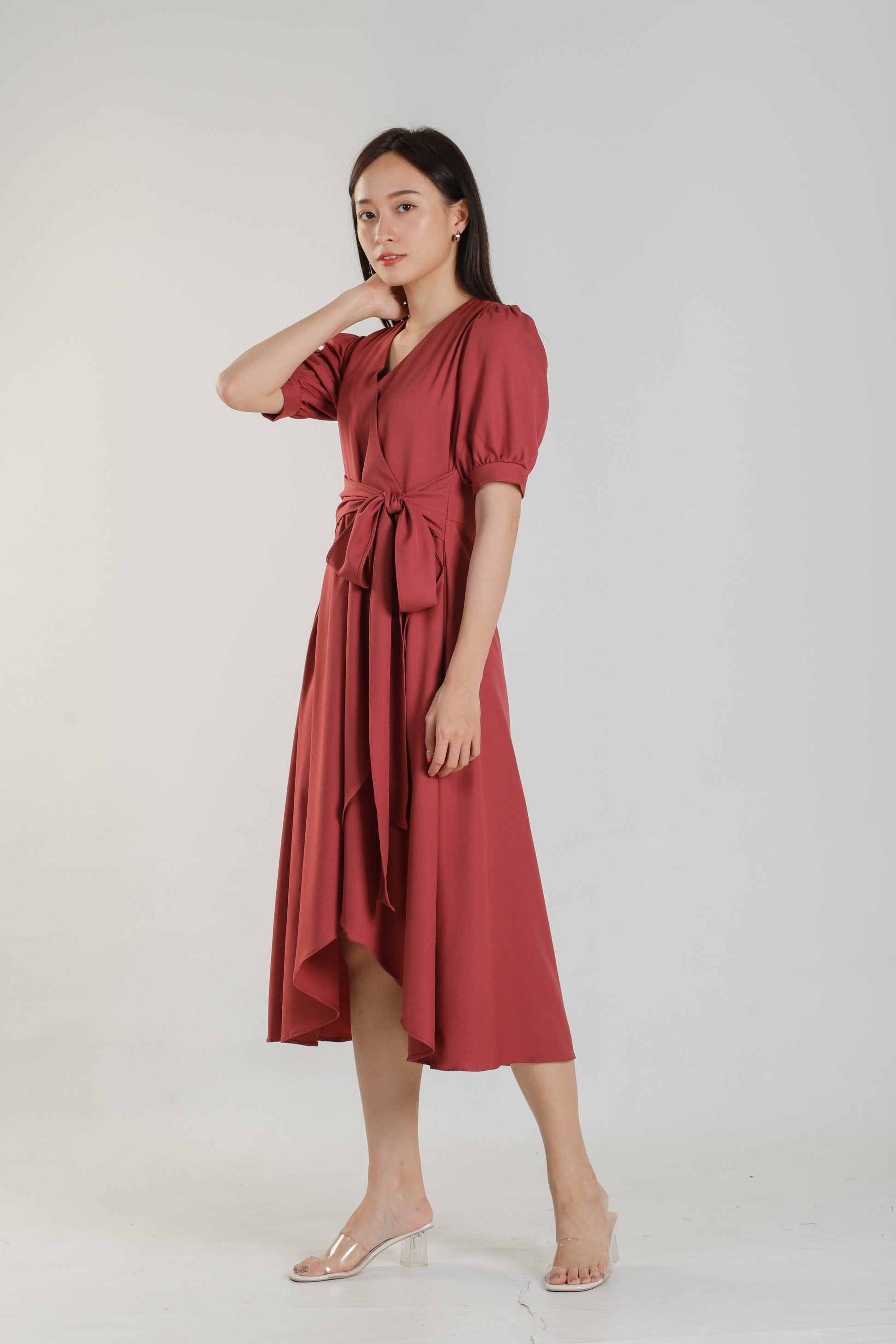 Ayana Asymmetric Dress - Raspberry