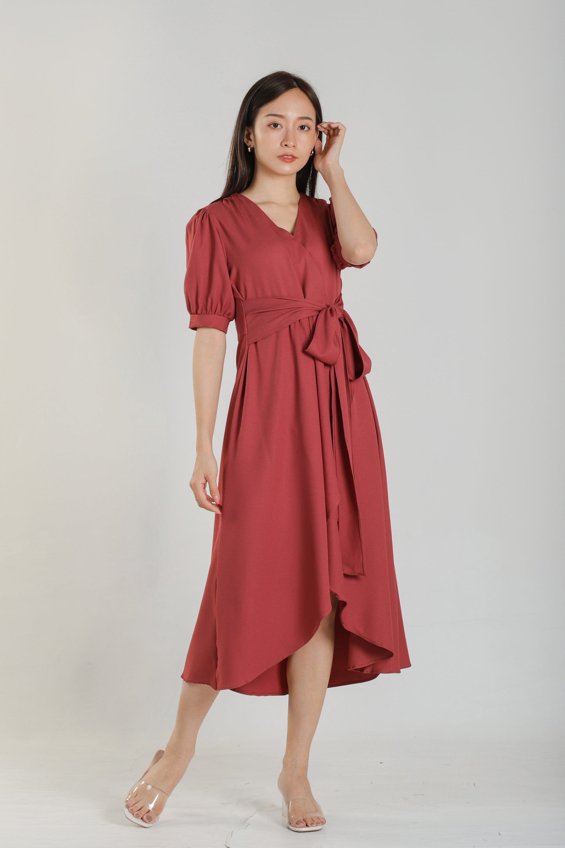 Ayana Asymmetric Dress - Raspberry