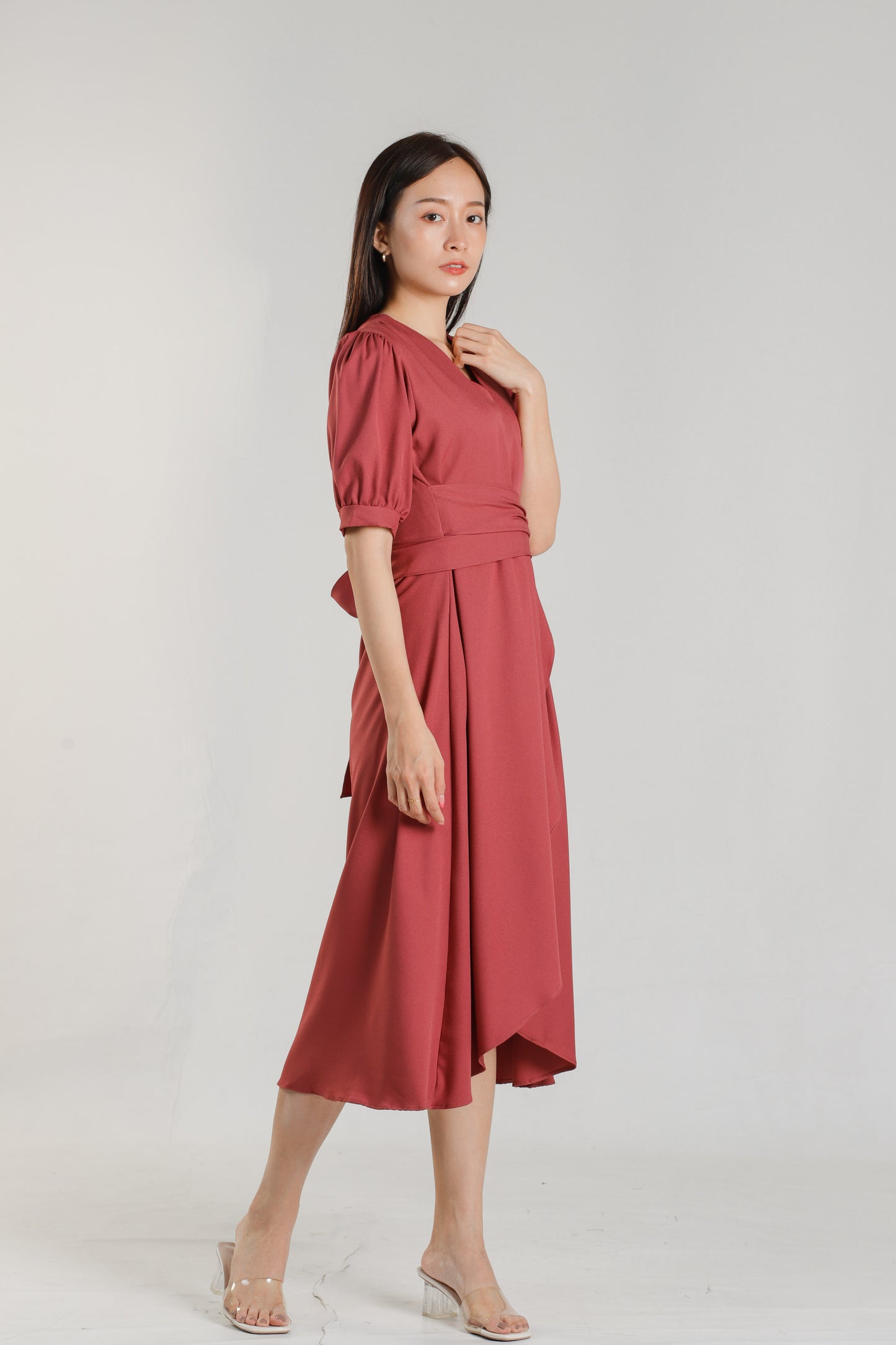 Ayana Asymmetric Dress - Raspberry