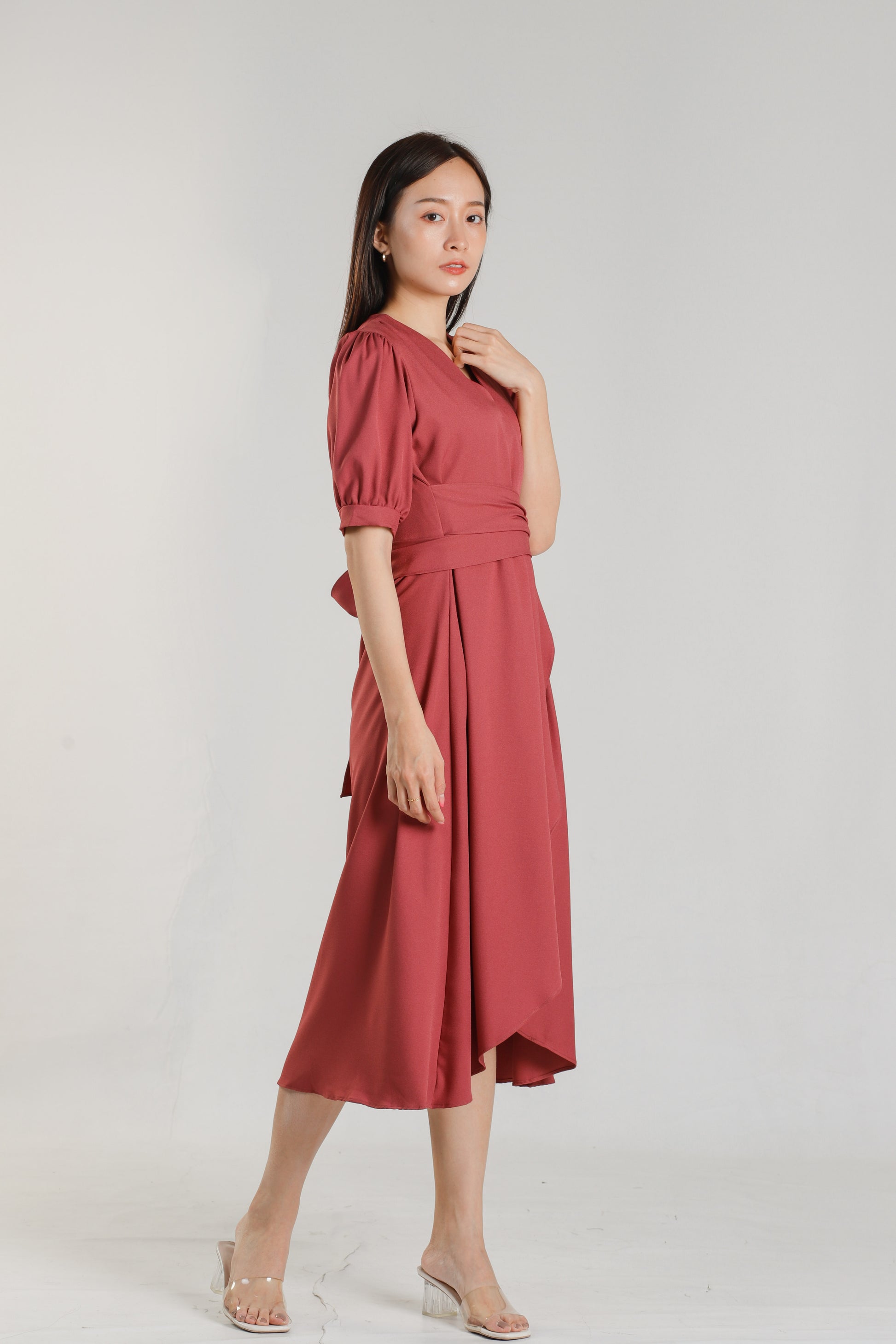 Ayana Asymmetric Dress - Raspberry