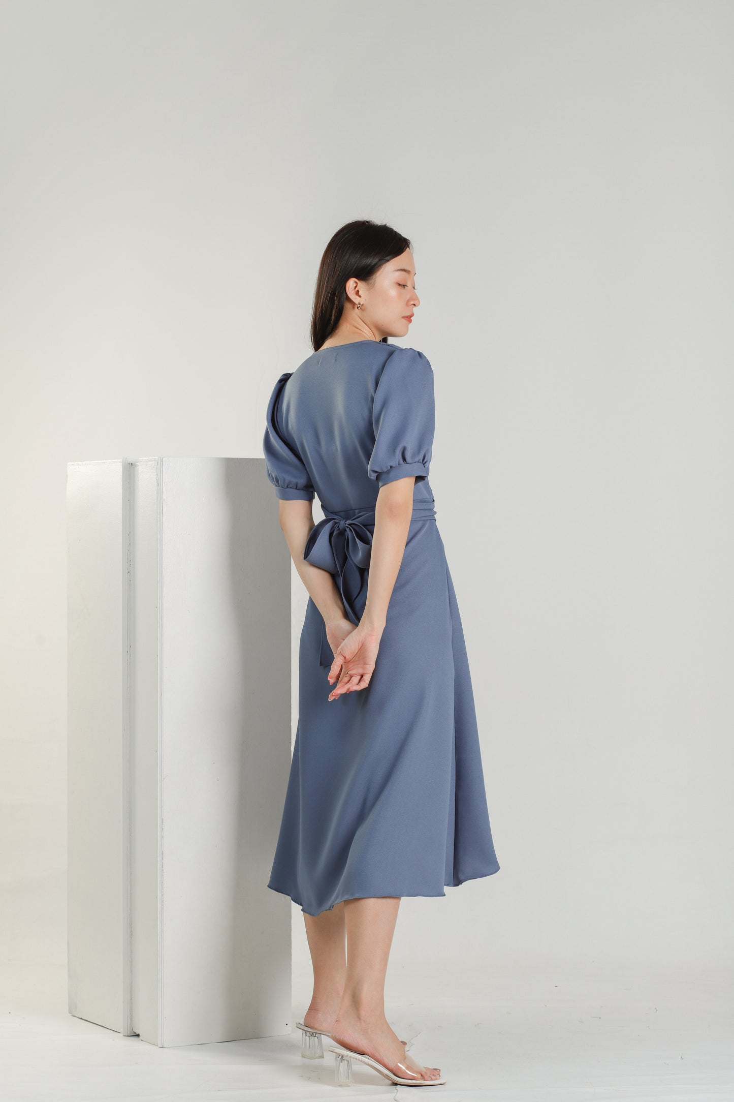 Ayana Asymmetric Dress - Steel Blue