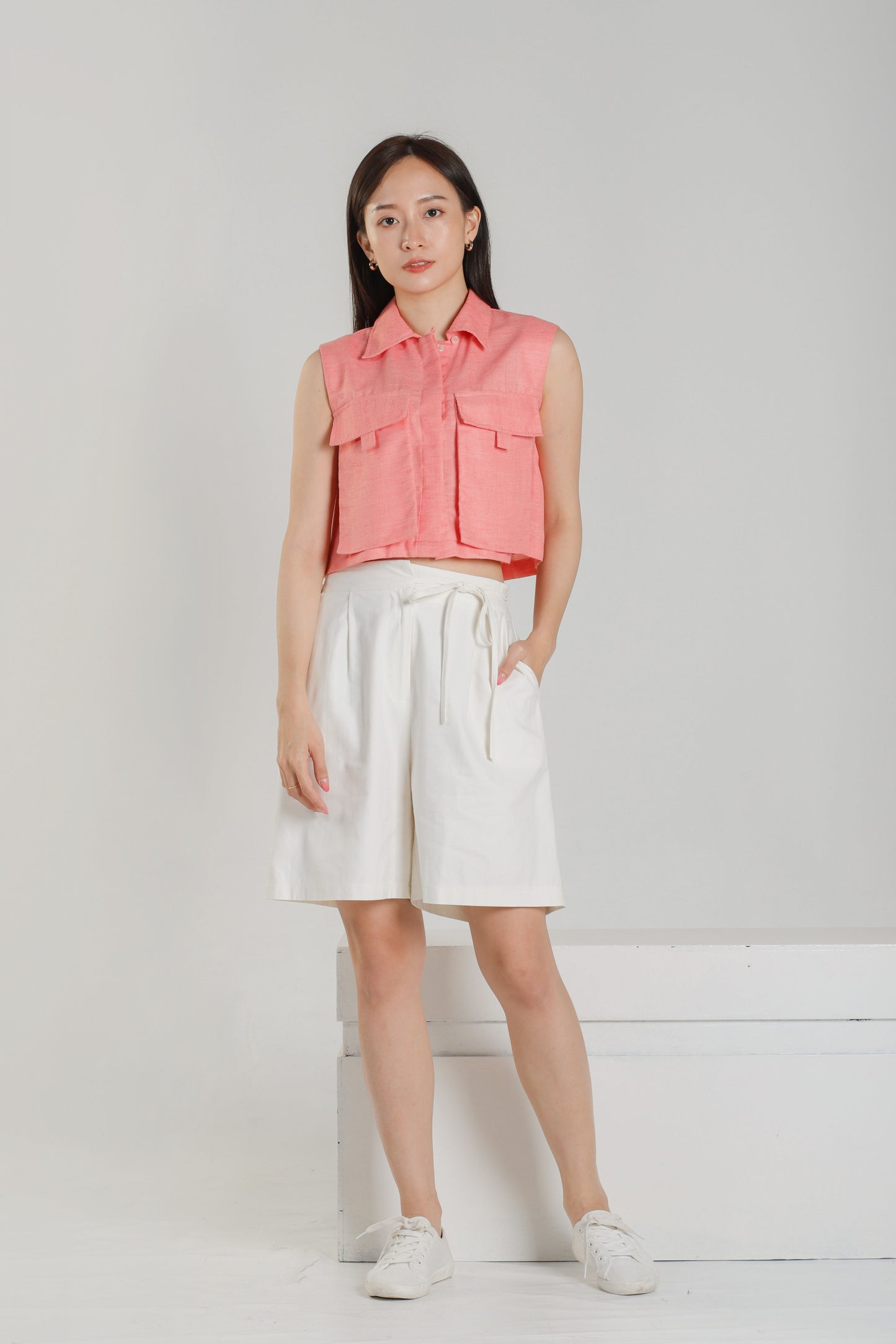 Jordyn Front Pocket Top - Coral