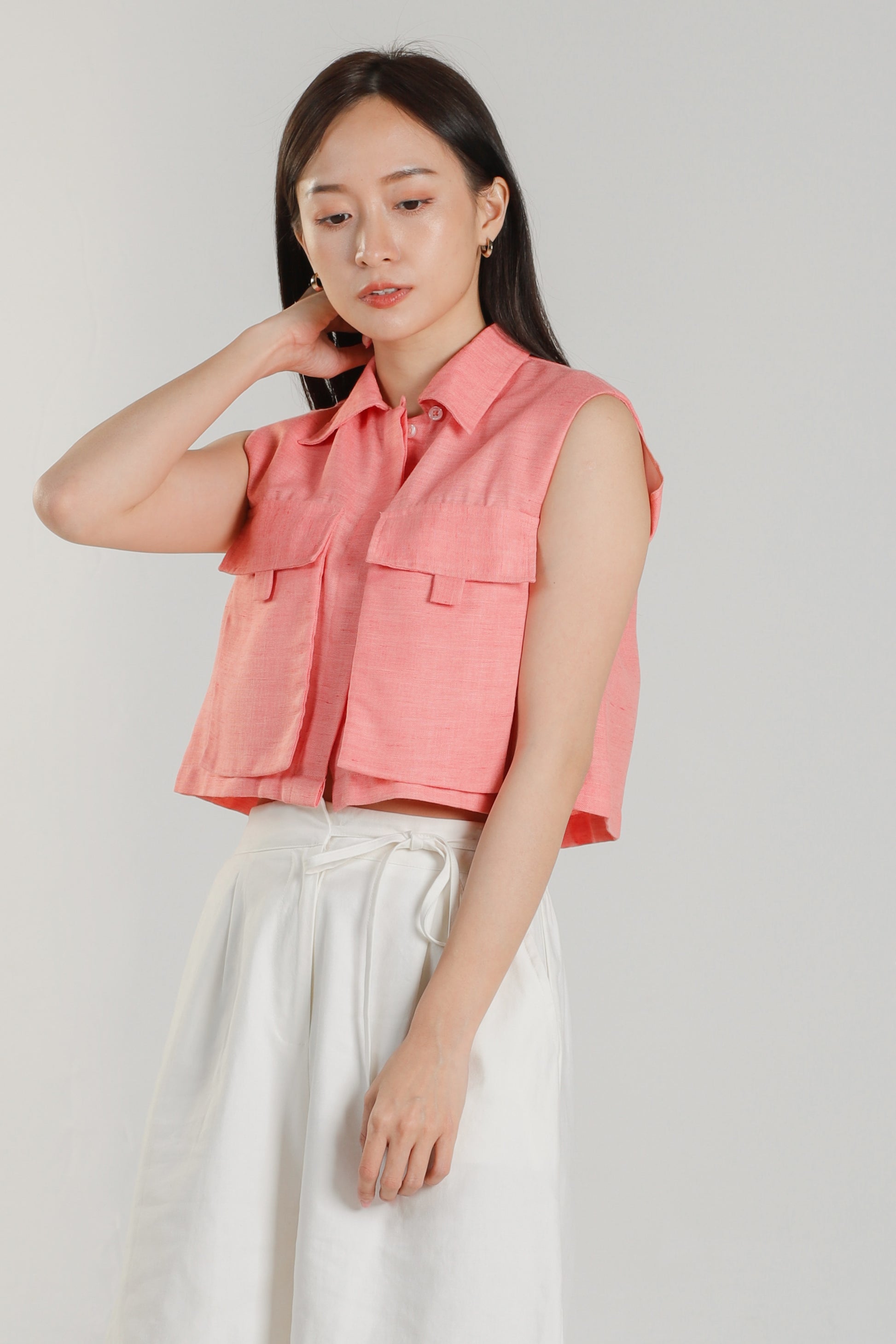 Jordyn Front Pocket Top - Coral