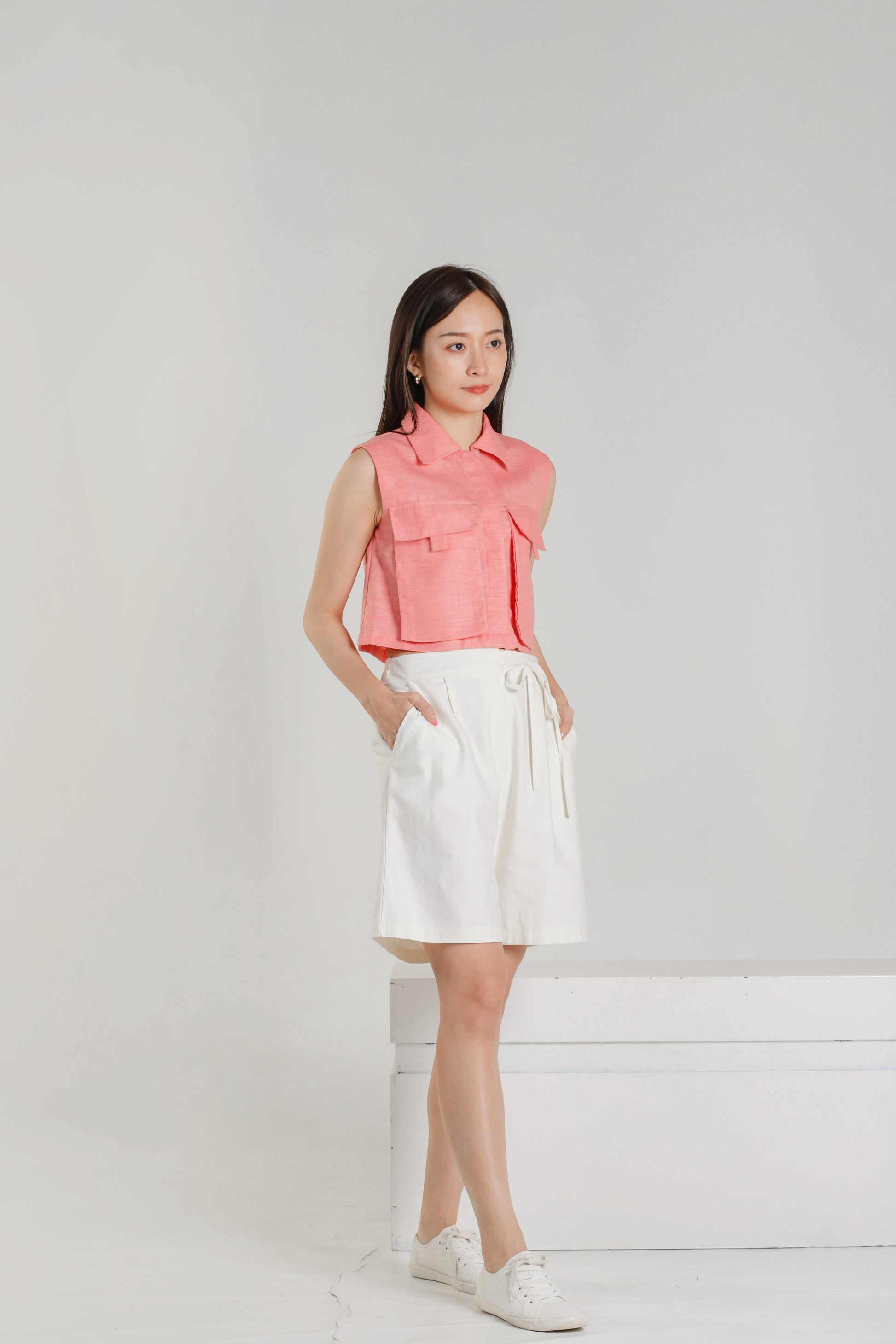 Jordyn Front Pocket Top - Coral