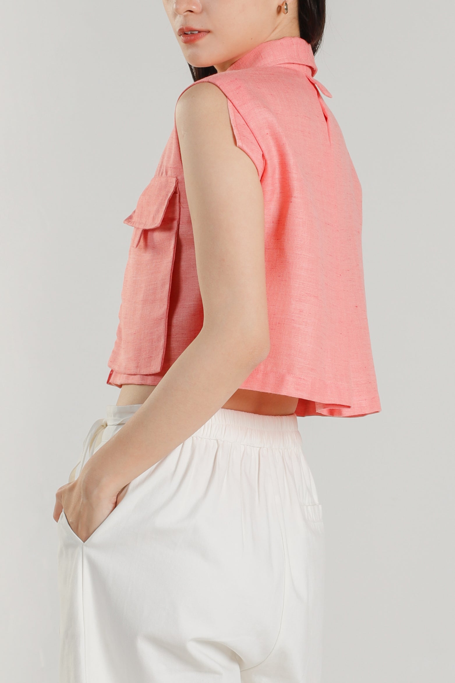 Jordyn Front Pocket Top - Coral