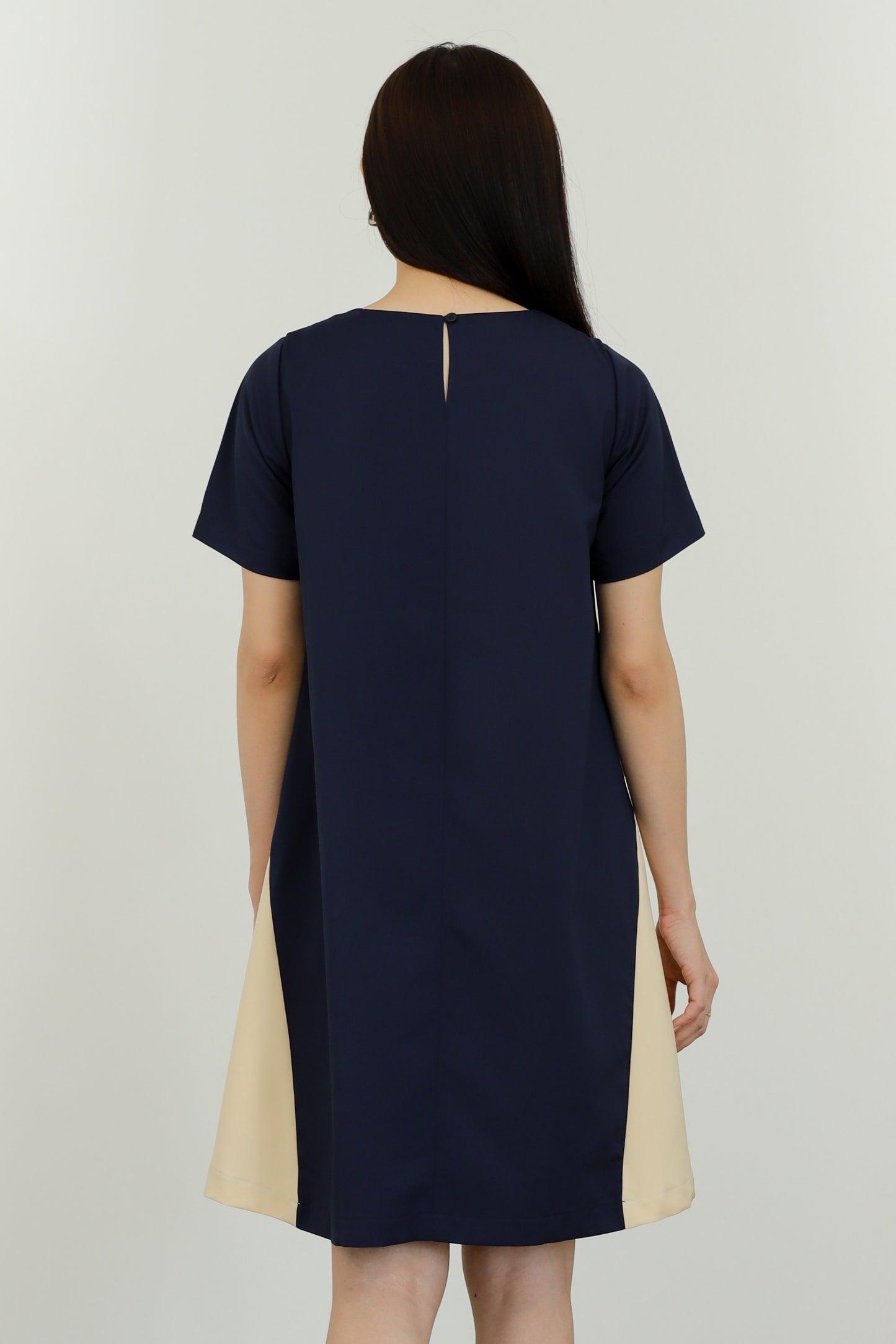 Omaira Colour Block Dress - Navy