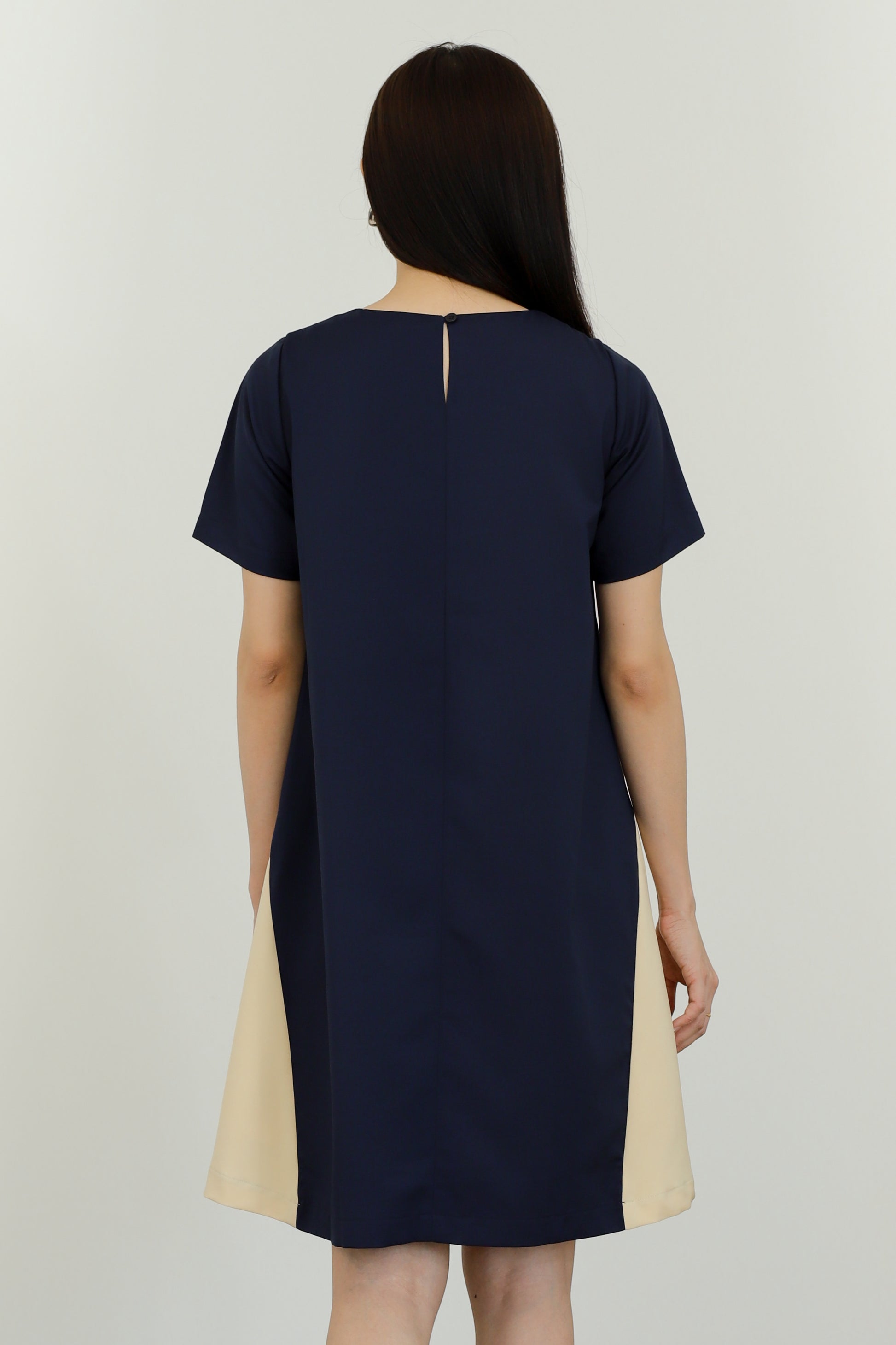 Omaira Colour Block Dress - Navy