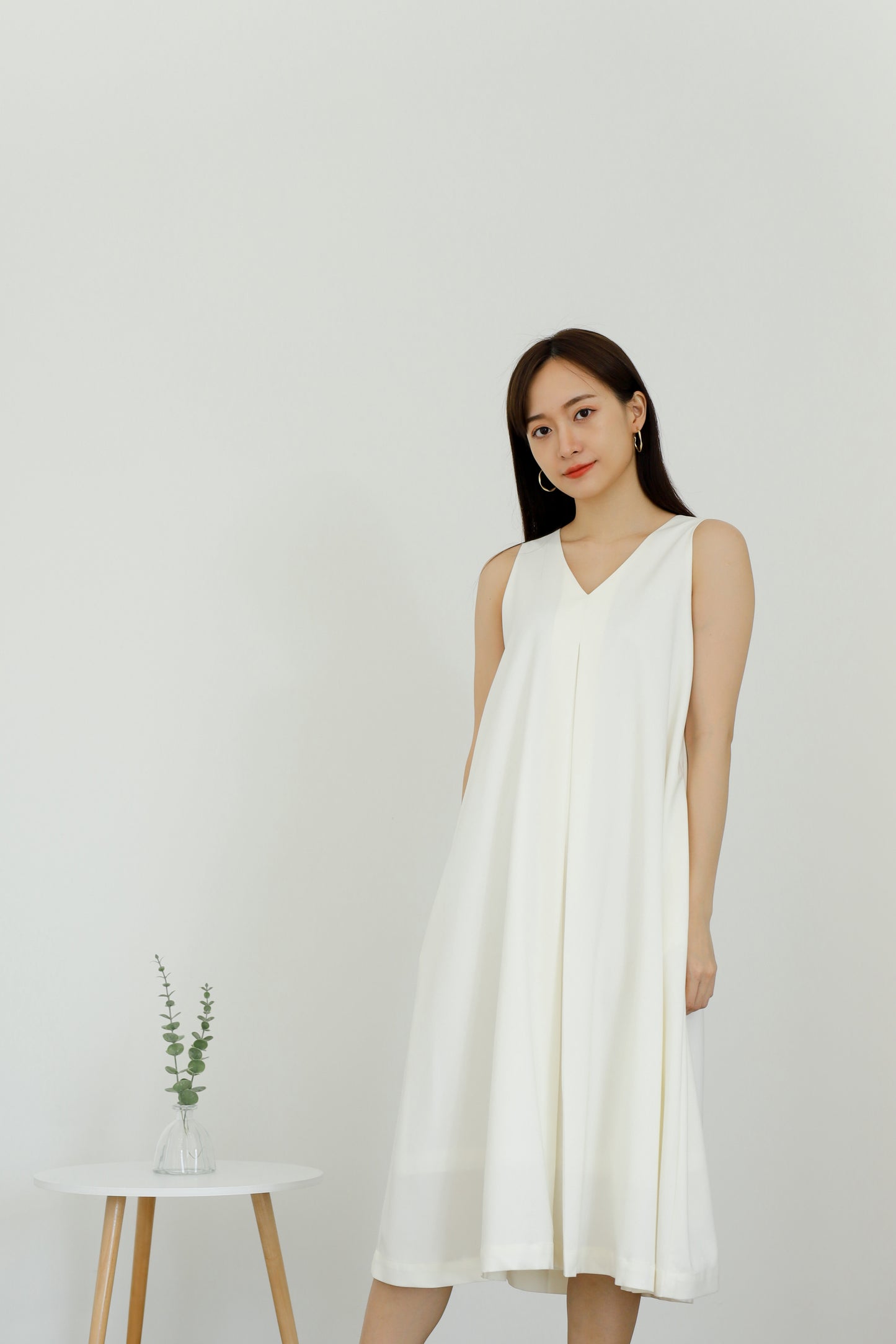 Ophelia Flared Midi Dress - Ivory