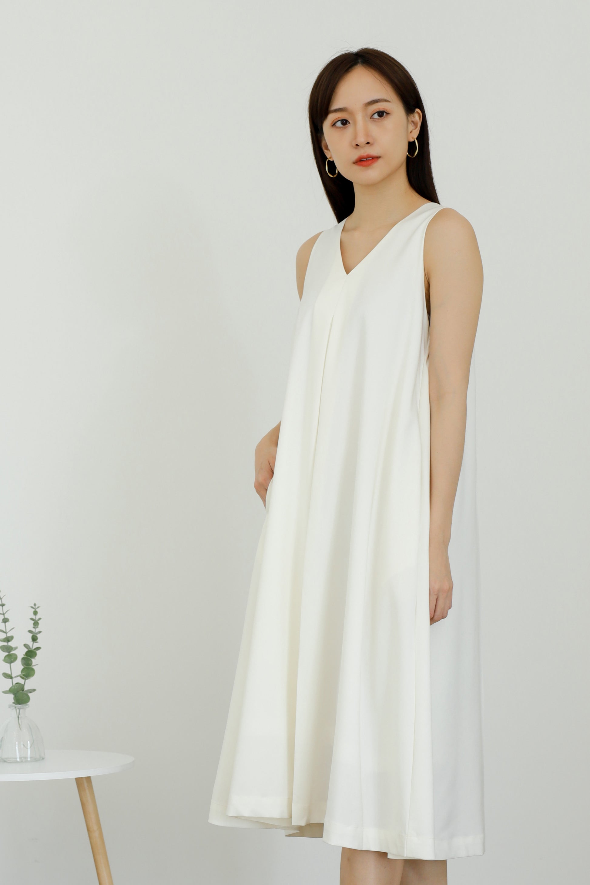 Ophelia Flared Midi Dress - Ivory