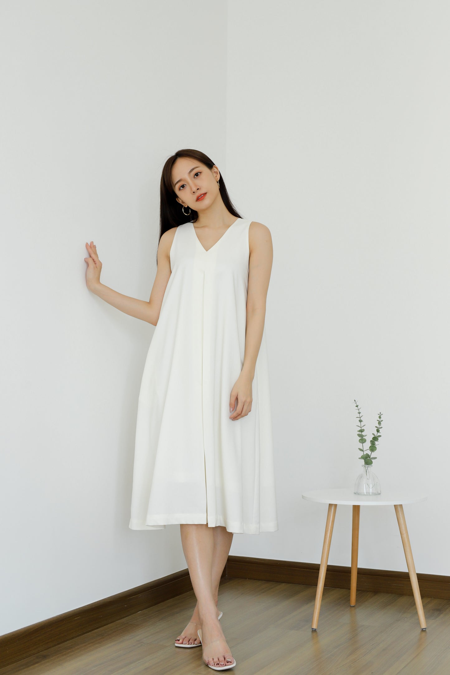 Ophelia Flared Midi Dress - Ivory