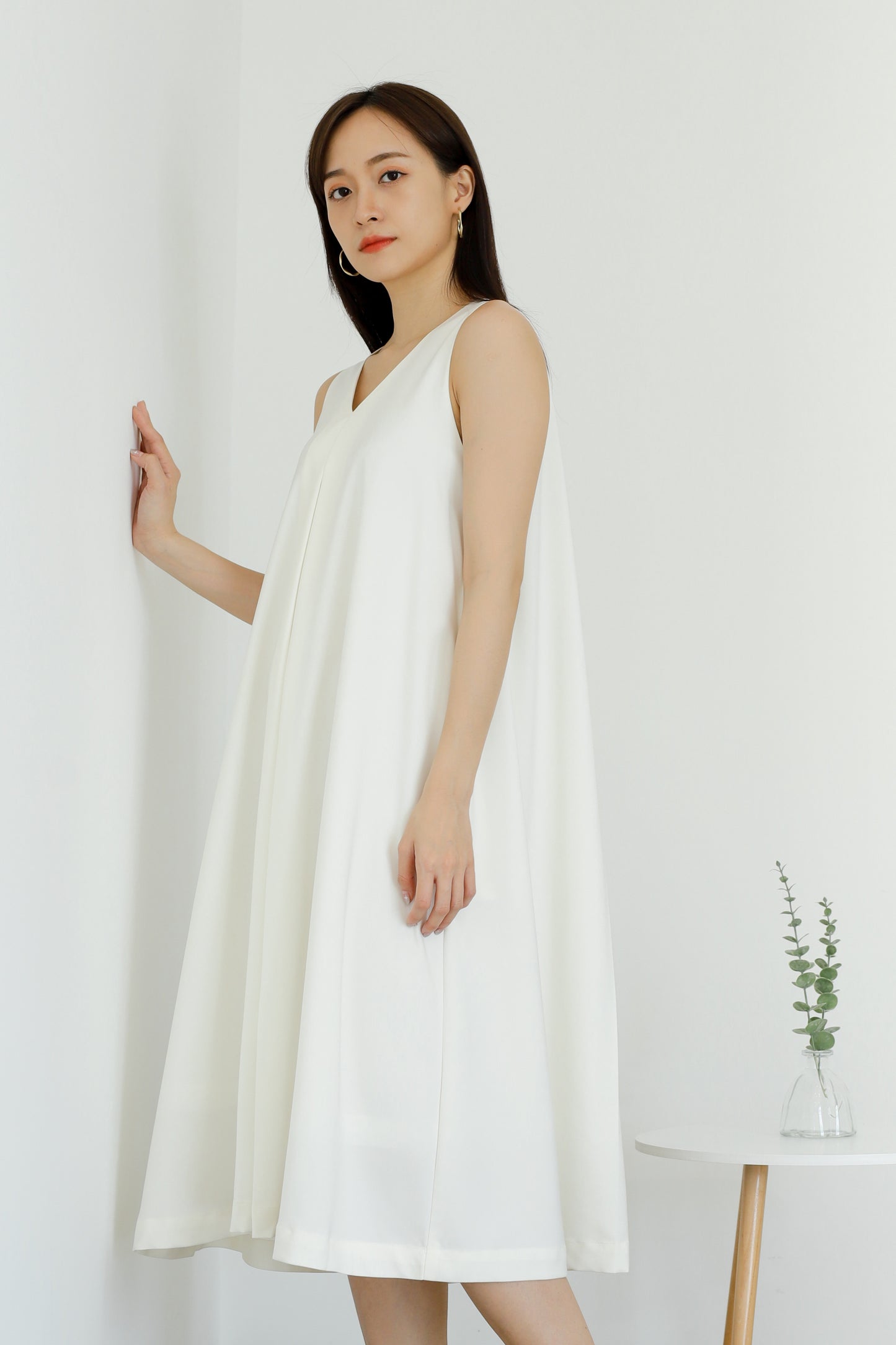 Ophelia Flared Midi Dress - Ivory