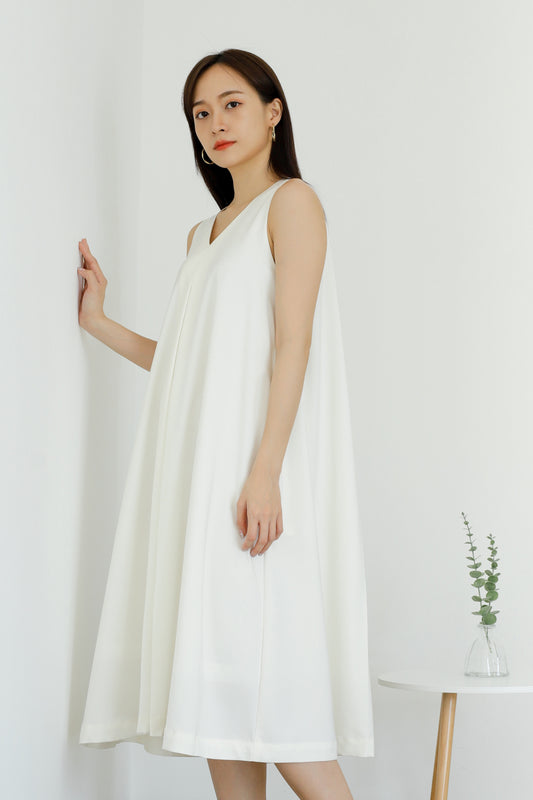 Ophelia Flared Midi Dress - Ivory
