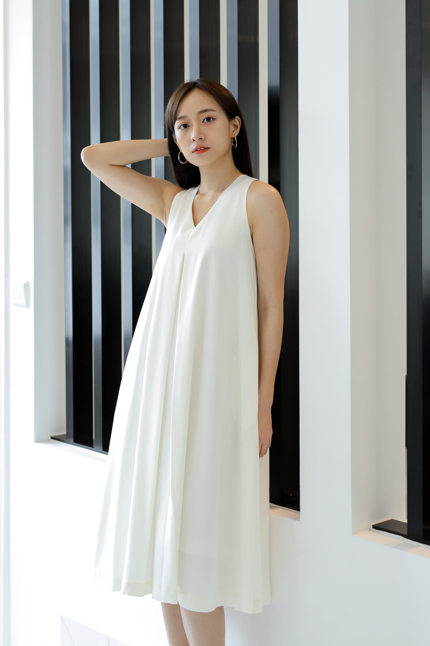 Ophelia Flared Midi Dress - Ivory