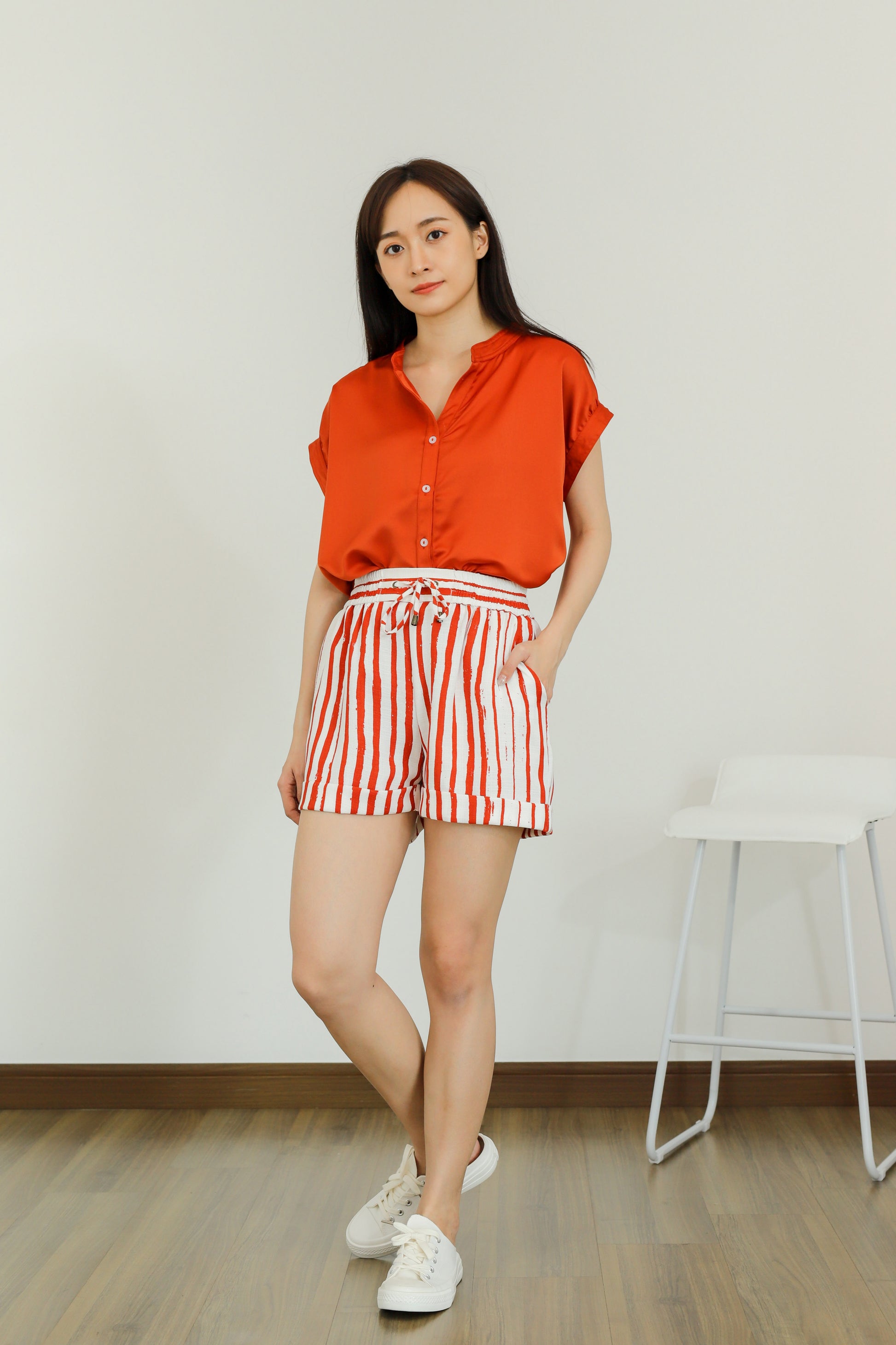 Ember Satin Blouse - Orange