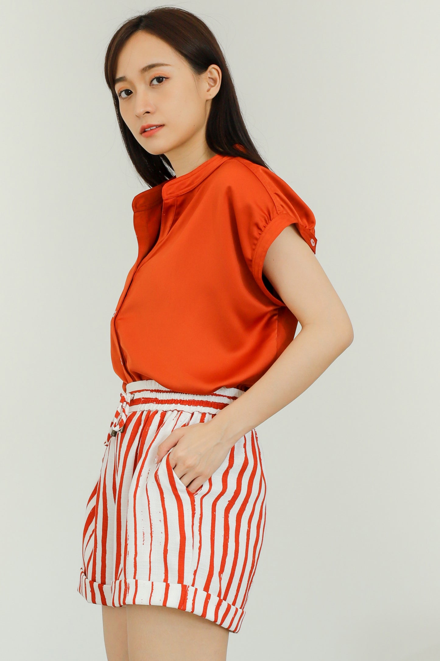 Ember Satin Blouse - Orange